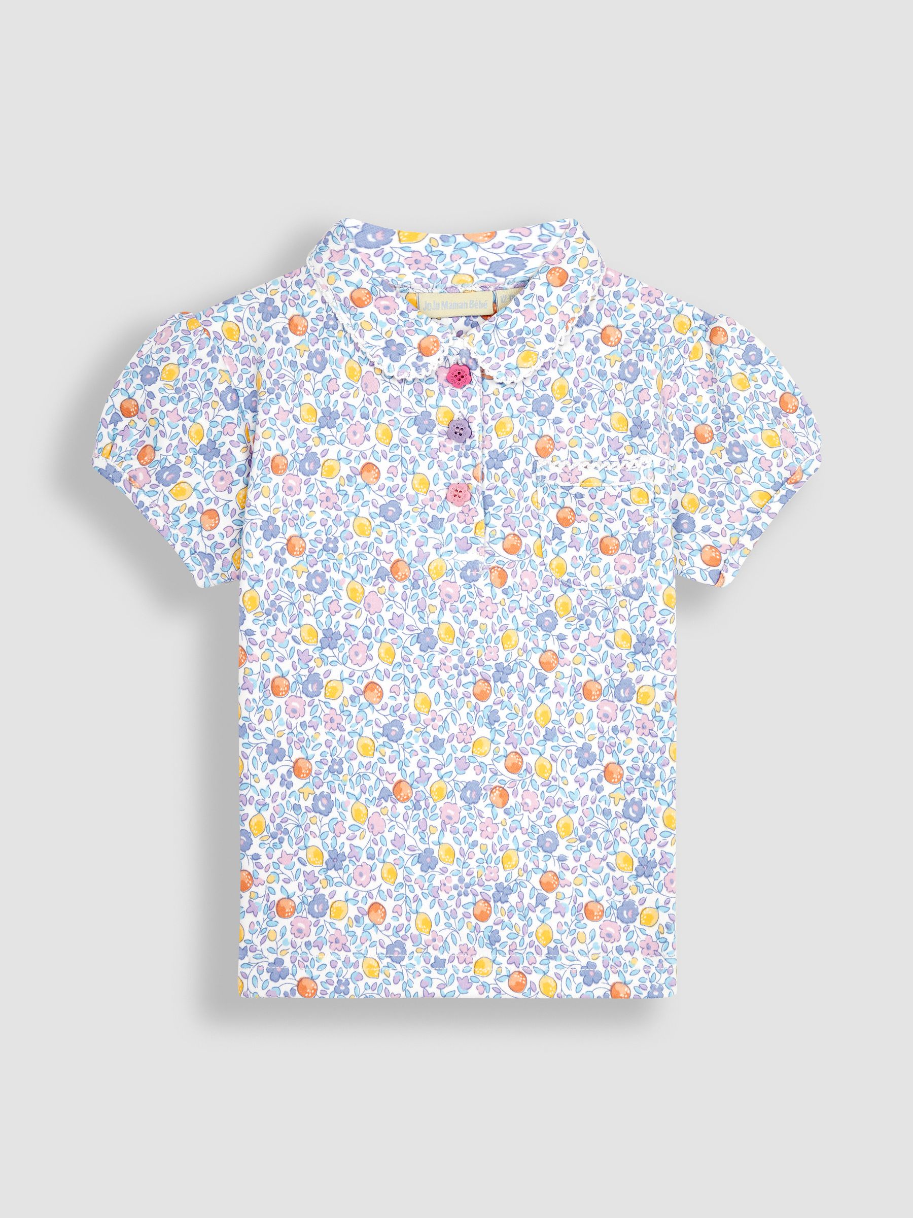 Lilac Lemon Ditsy Floral Pretty Polo Shirt - Image 1 of 3