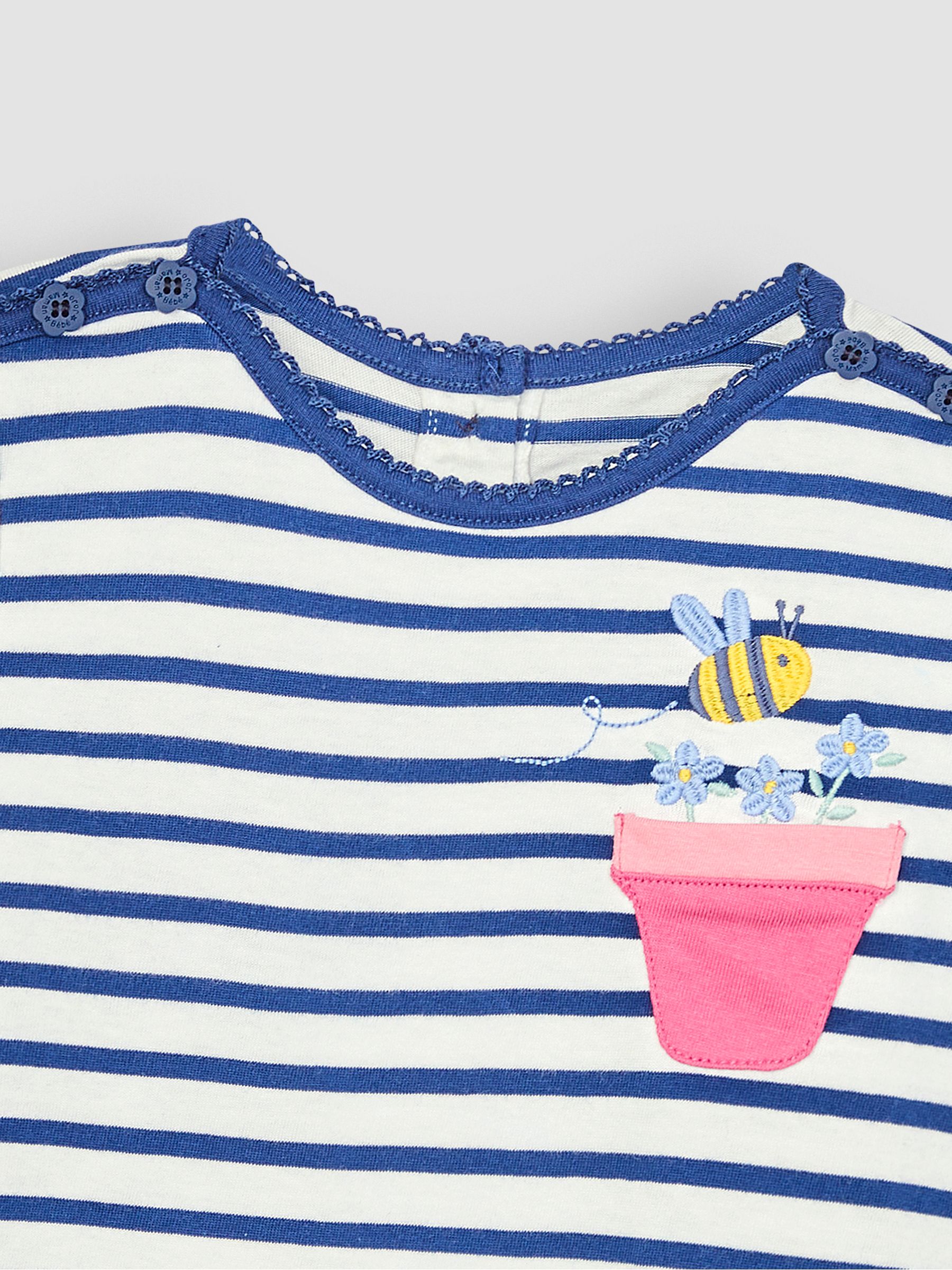 Ecru Navy Stripe Bee Appliqué Pocket T-Shirt - Image 4 of 5