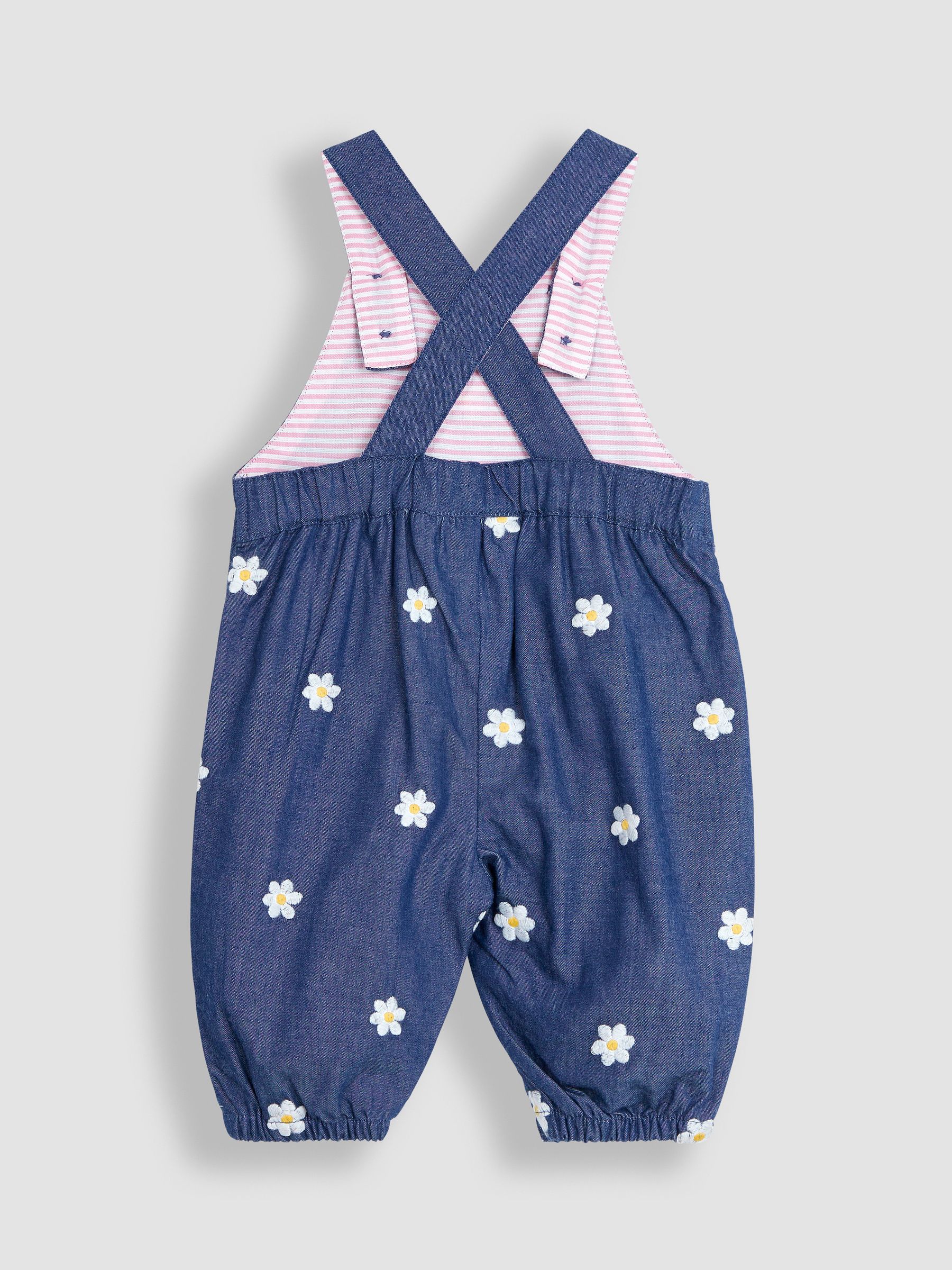 Chambray Blue Daisy Embroidered Dungarees - Image 3 of 4