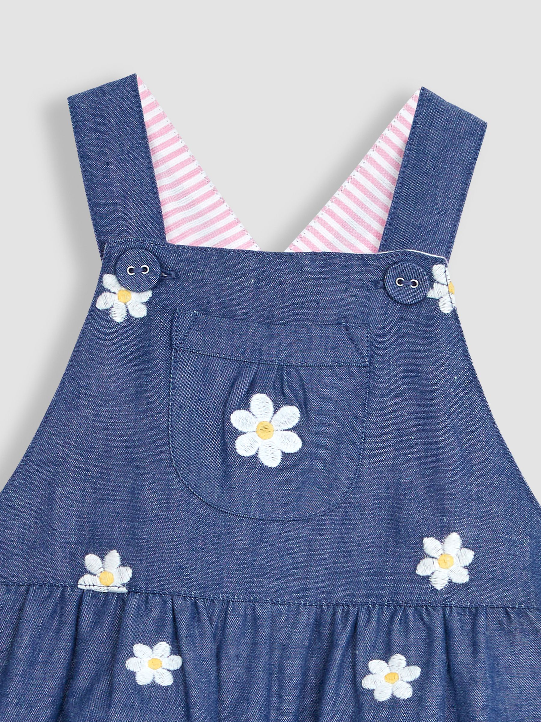 Chambray Blue Daisy Embroidered Dungarees - Image 4 of 4