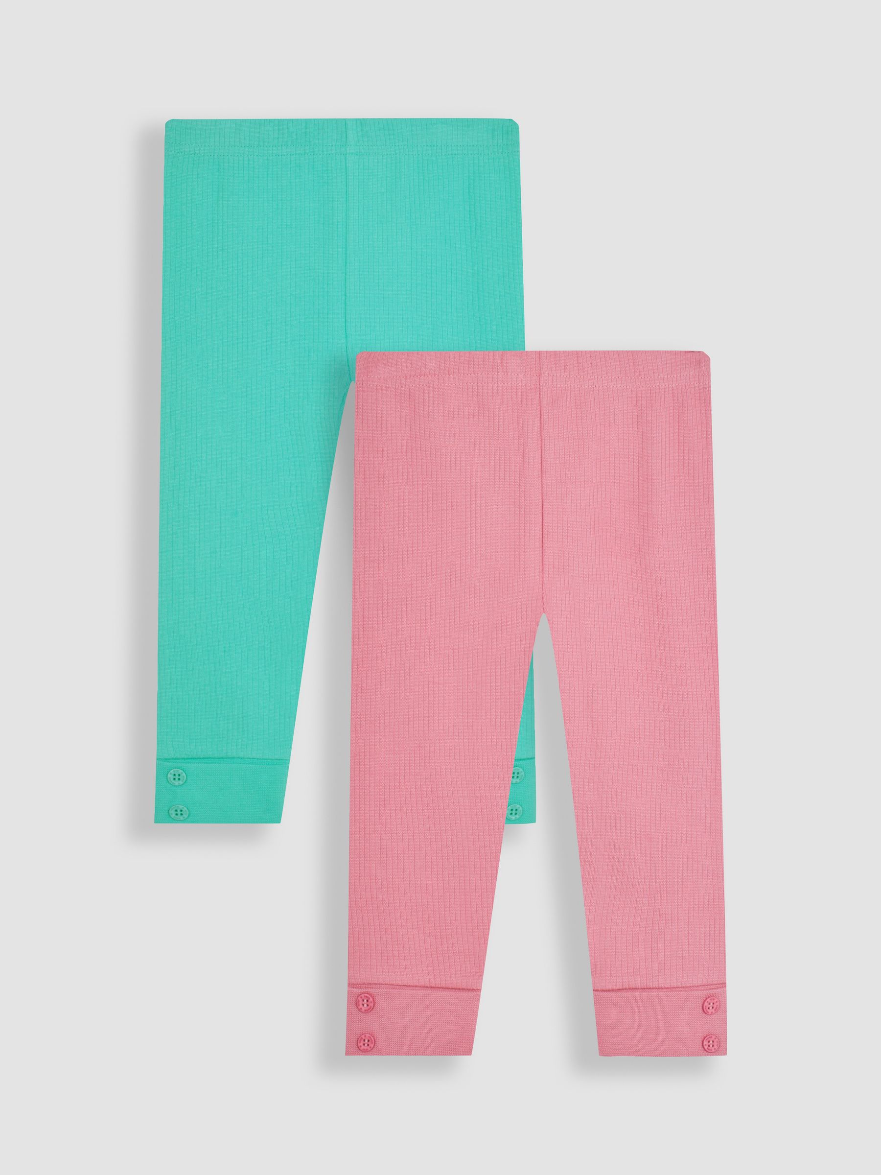 Duck Egg Blue & Coral Pink 2-Pack Rib Leggings - Image 1 of 6