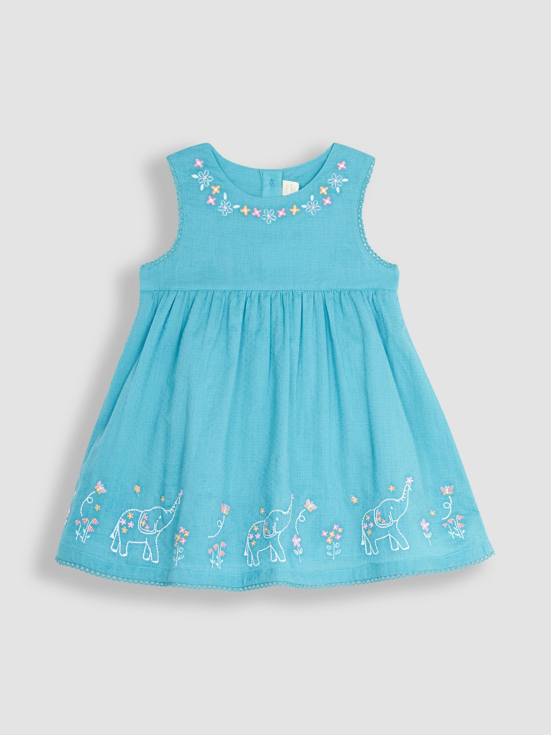 Duck Egg Blue Animals Embroidered Baby Dress - Image 2 of 5