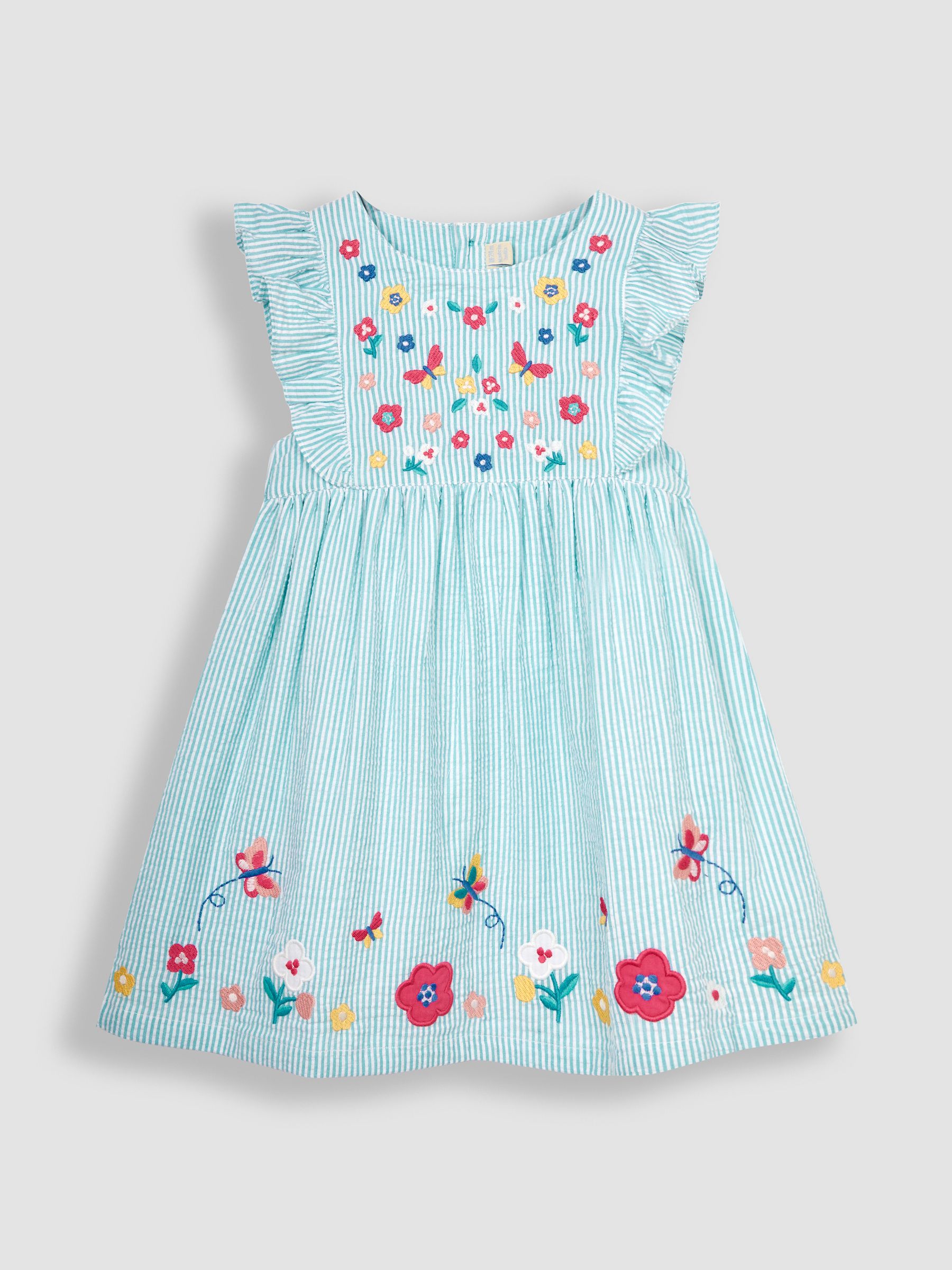 Duck Egg Blue Butterfly Appliqué Pretty Summer Dress - Image 1 of 3