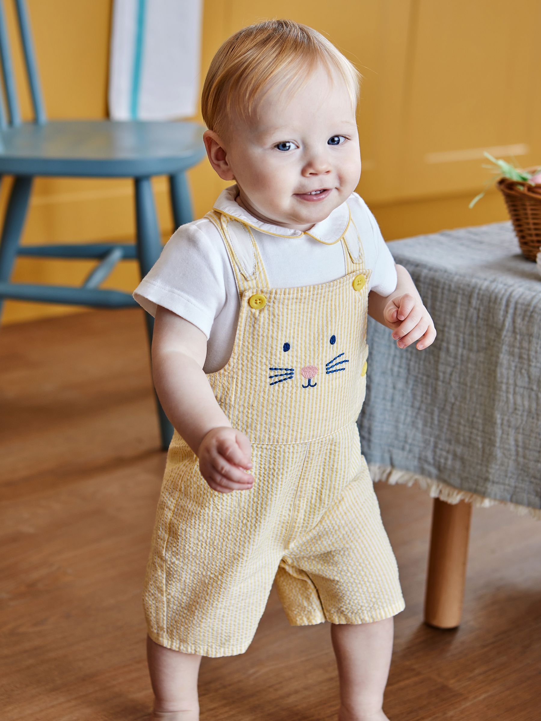 Yellow 2-Piece Bunny Novelty Dungarees & Body Set - Image 1 of 7