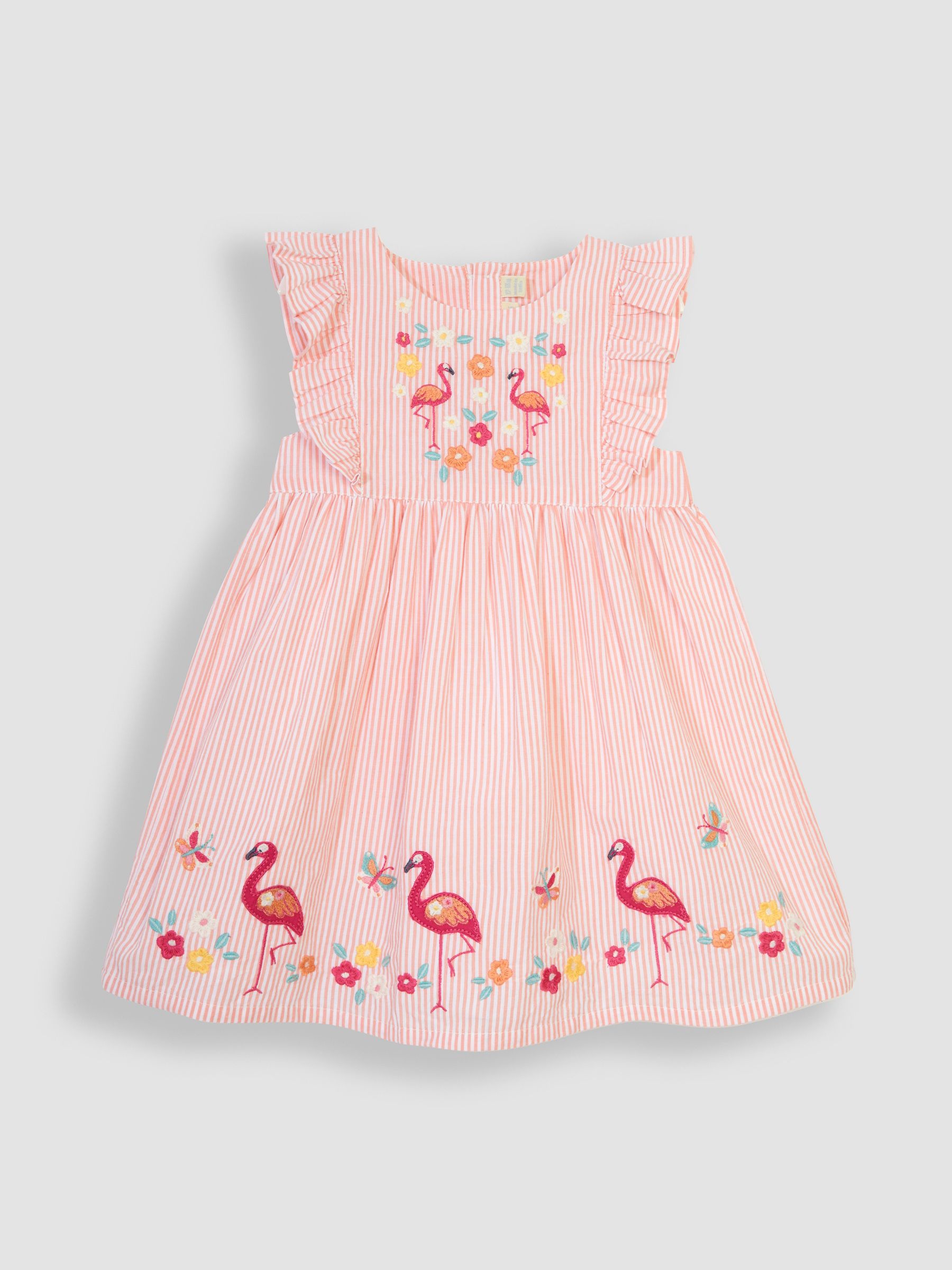 Orange Flamingo Appliqué Pretty Summer Dress - Image 1 of 3