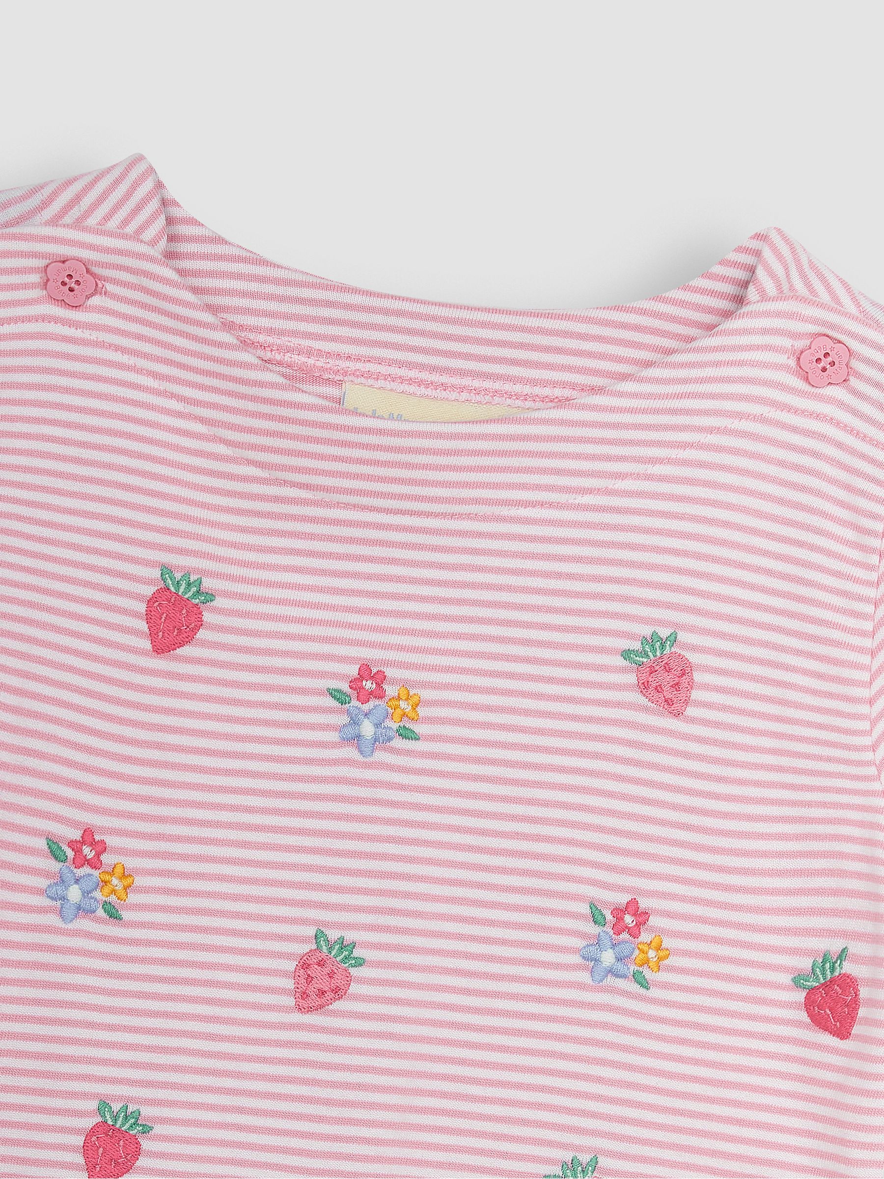 Pink Strawberry Floral Embroidered T-Shirt - Image 2 of 3
