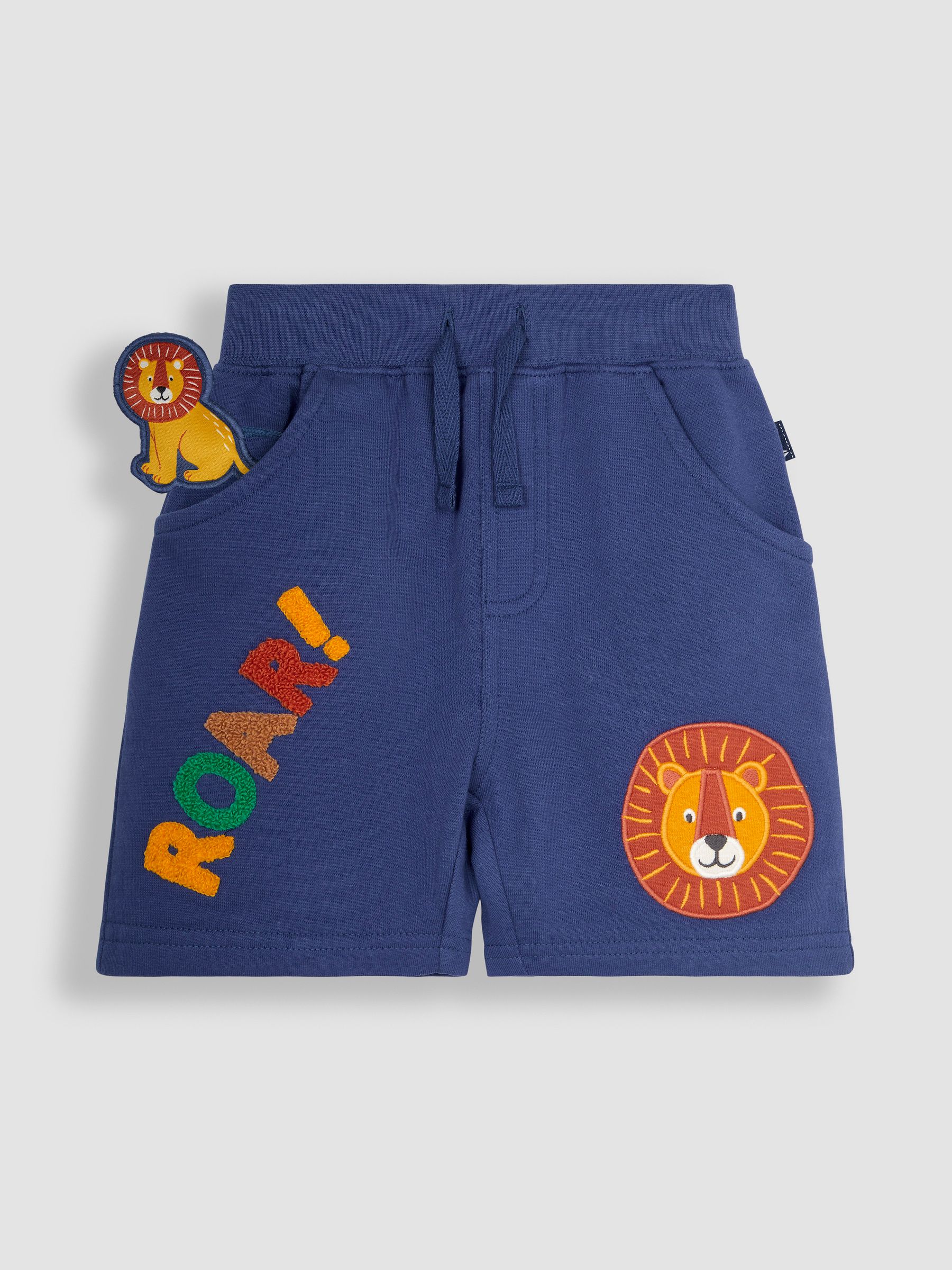 Indigo Blue Lion Appliqué Pet in Pocket Shorts - Image 1 of 5