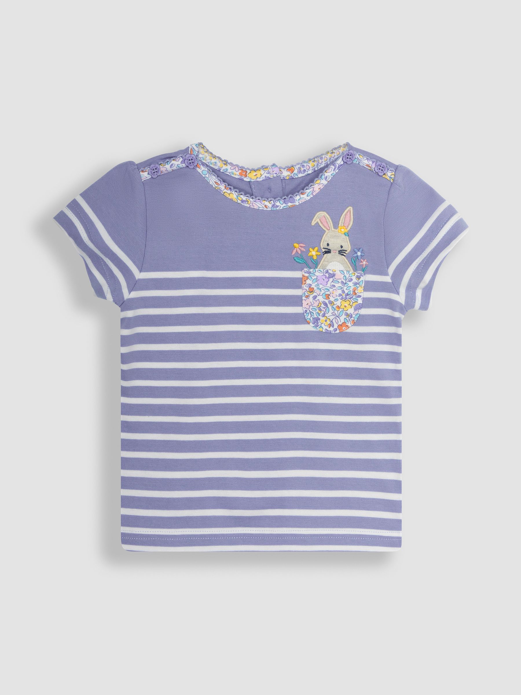 Lilac Purple Bunny Pocket Breton T-Shirt - Image 1 of 4