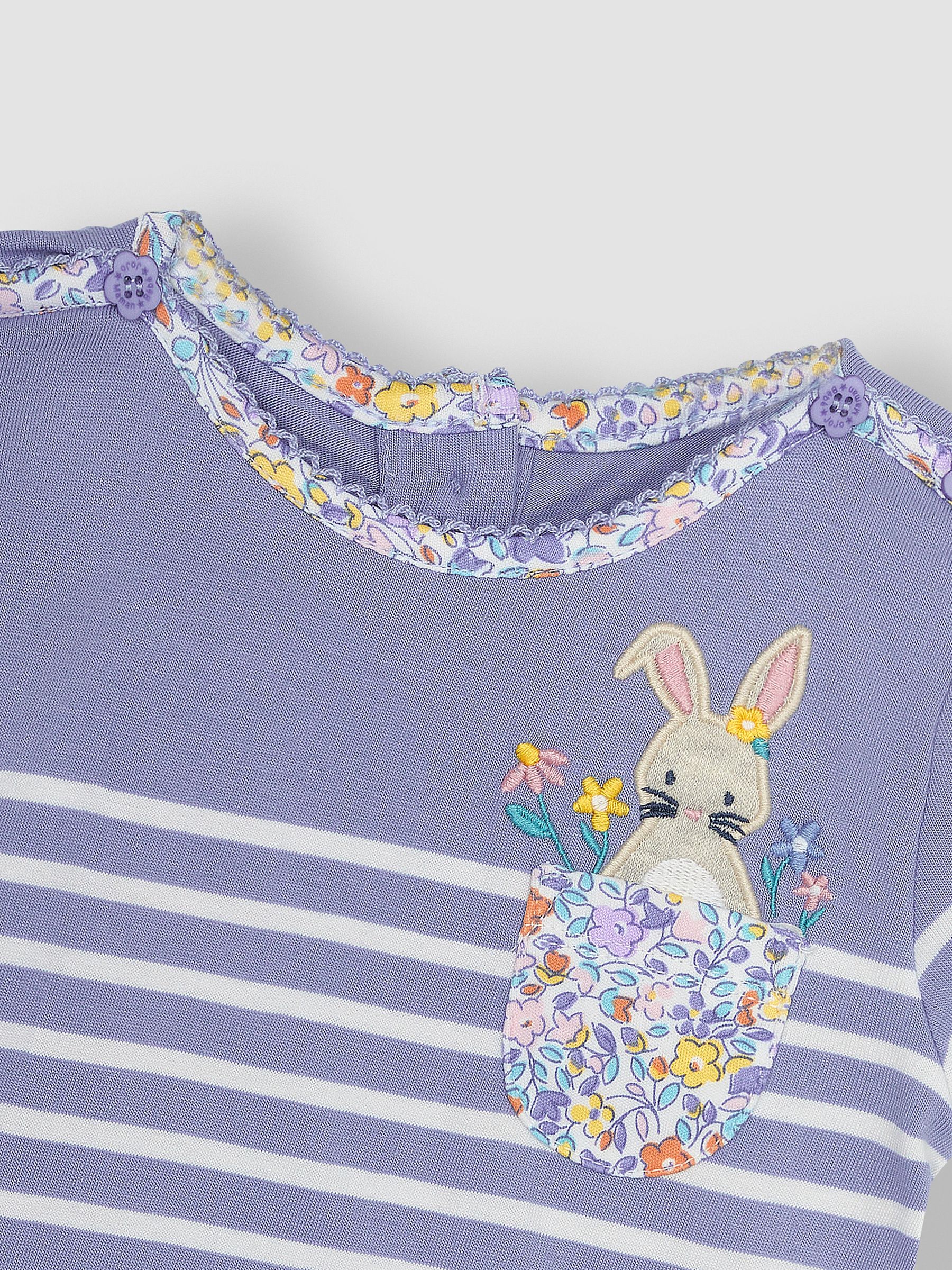 Lilac Purple Bunny Pocket Breton T-Shirt - Image 3 of 4