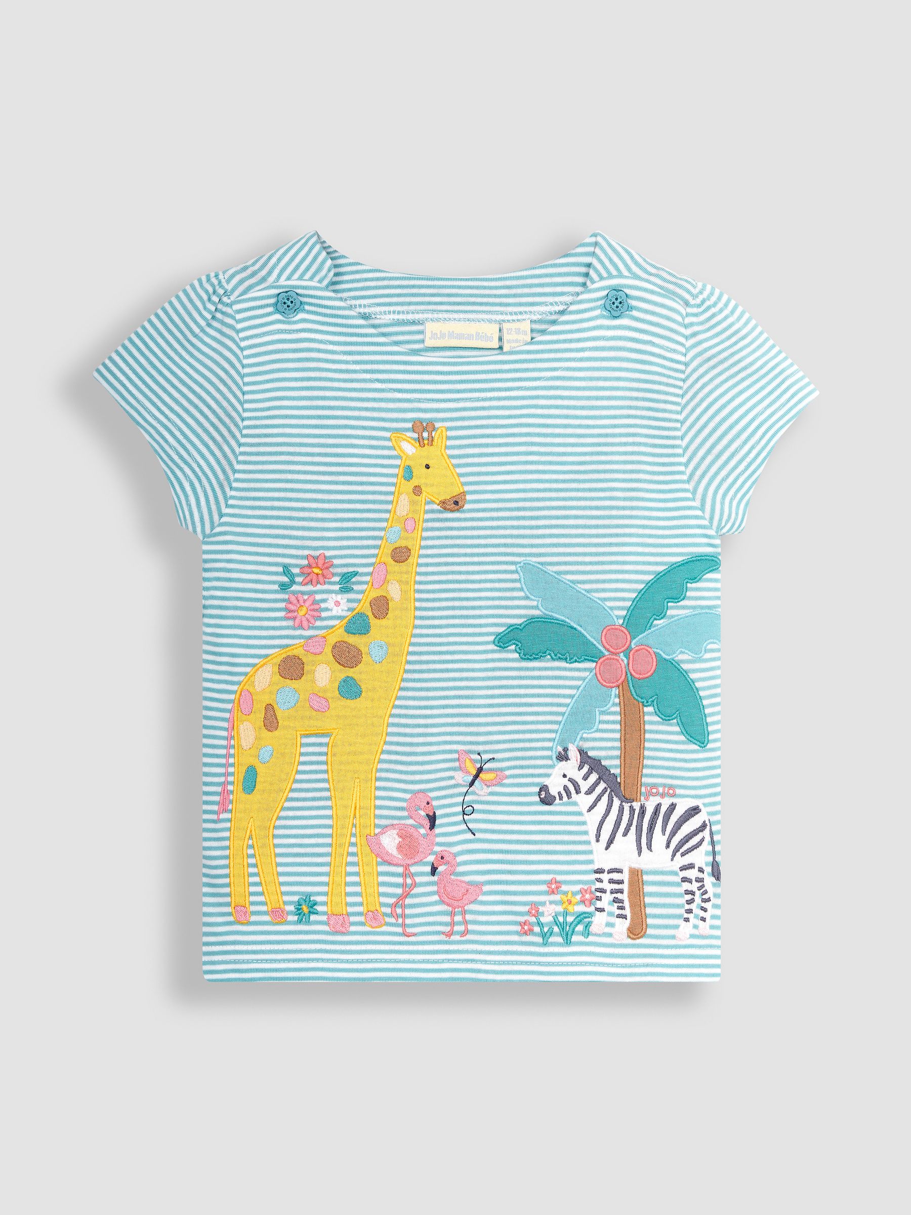 Duck Egg Blue Safari Animals Appliqué T-Shirt - Image 2 of 4