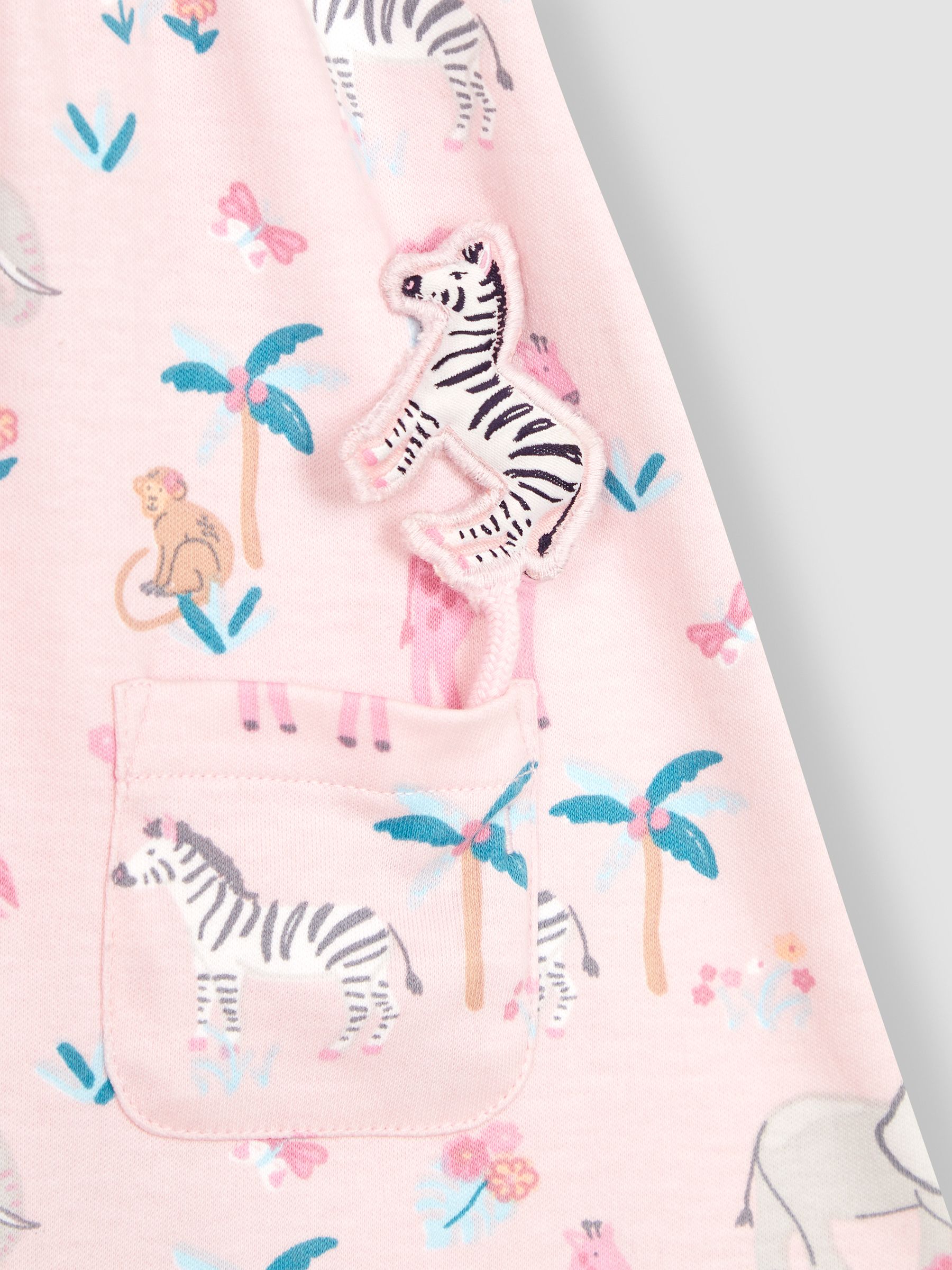 Pink Safari Animals Button Front Jersey Dress - Image 4 of 4