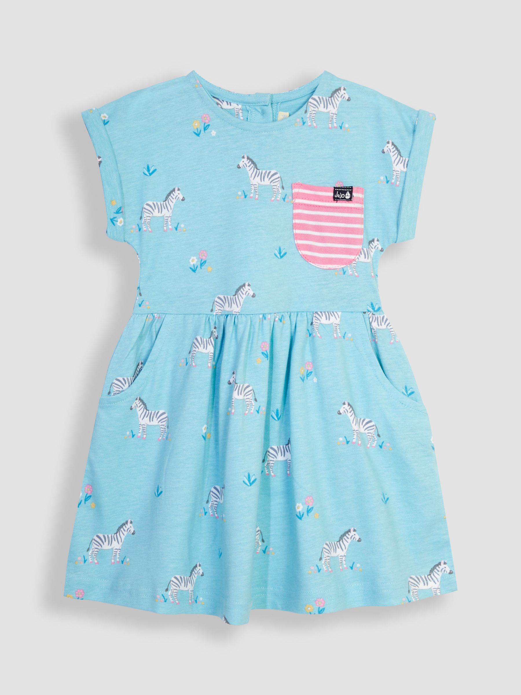 Duck Egg Blue Zebra Drop Shoulder Jersey Dress - Image 1 of 3