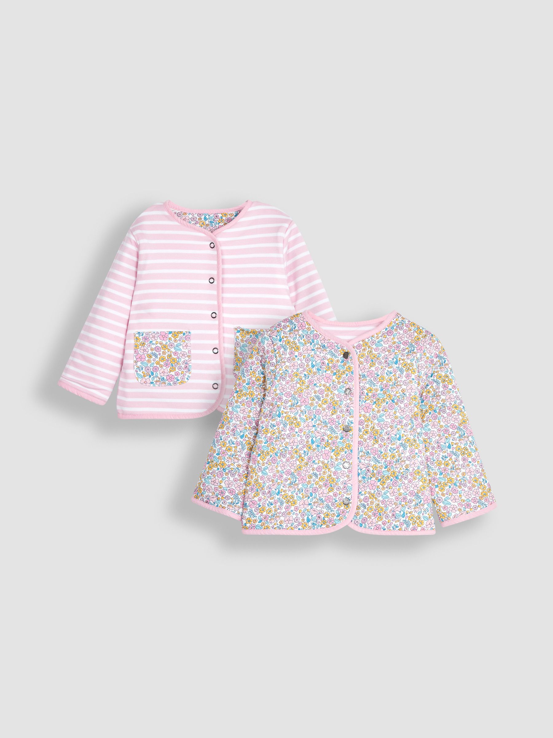 Pink Jungle Floral Quilted Reversible Jacket - Image 1 of 5