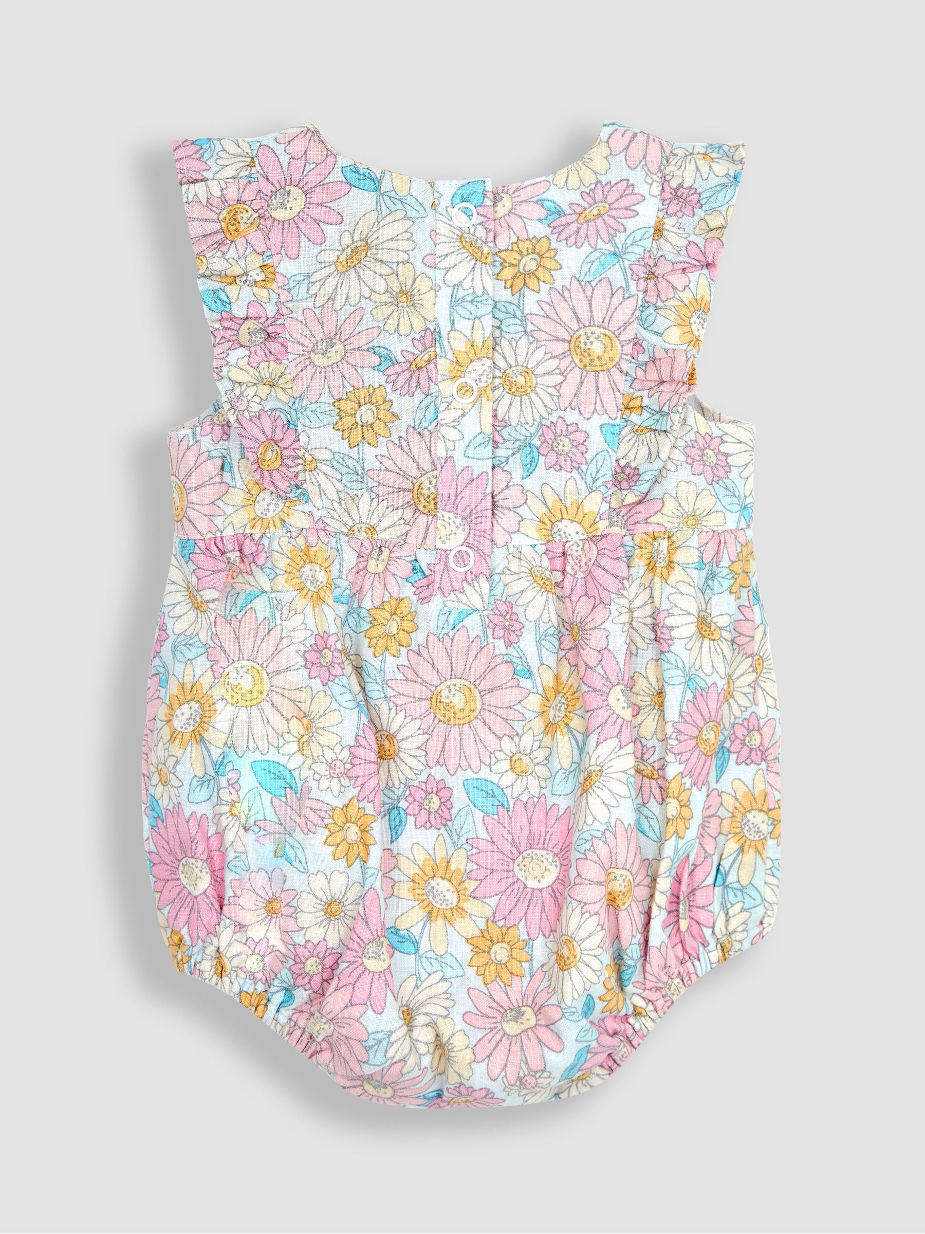 Pink Sunflower Cotton Linen Bubble Romper - Image 2 of 3