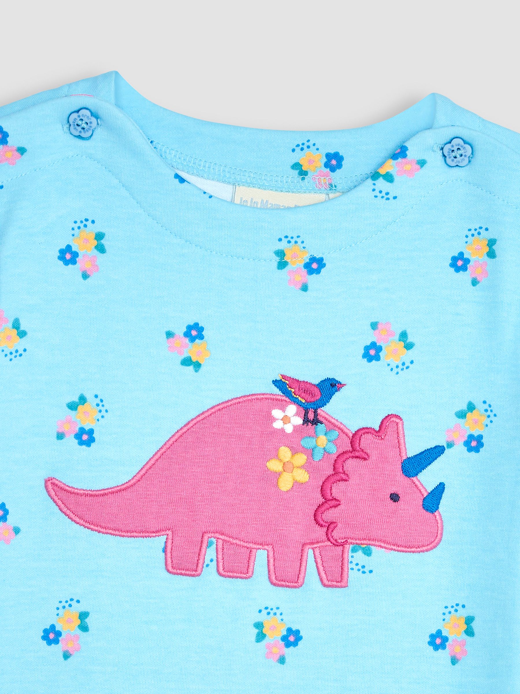 Duck Egg Blue Dino Appliqué T-Shirt - Image 2 of 3