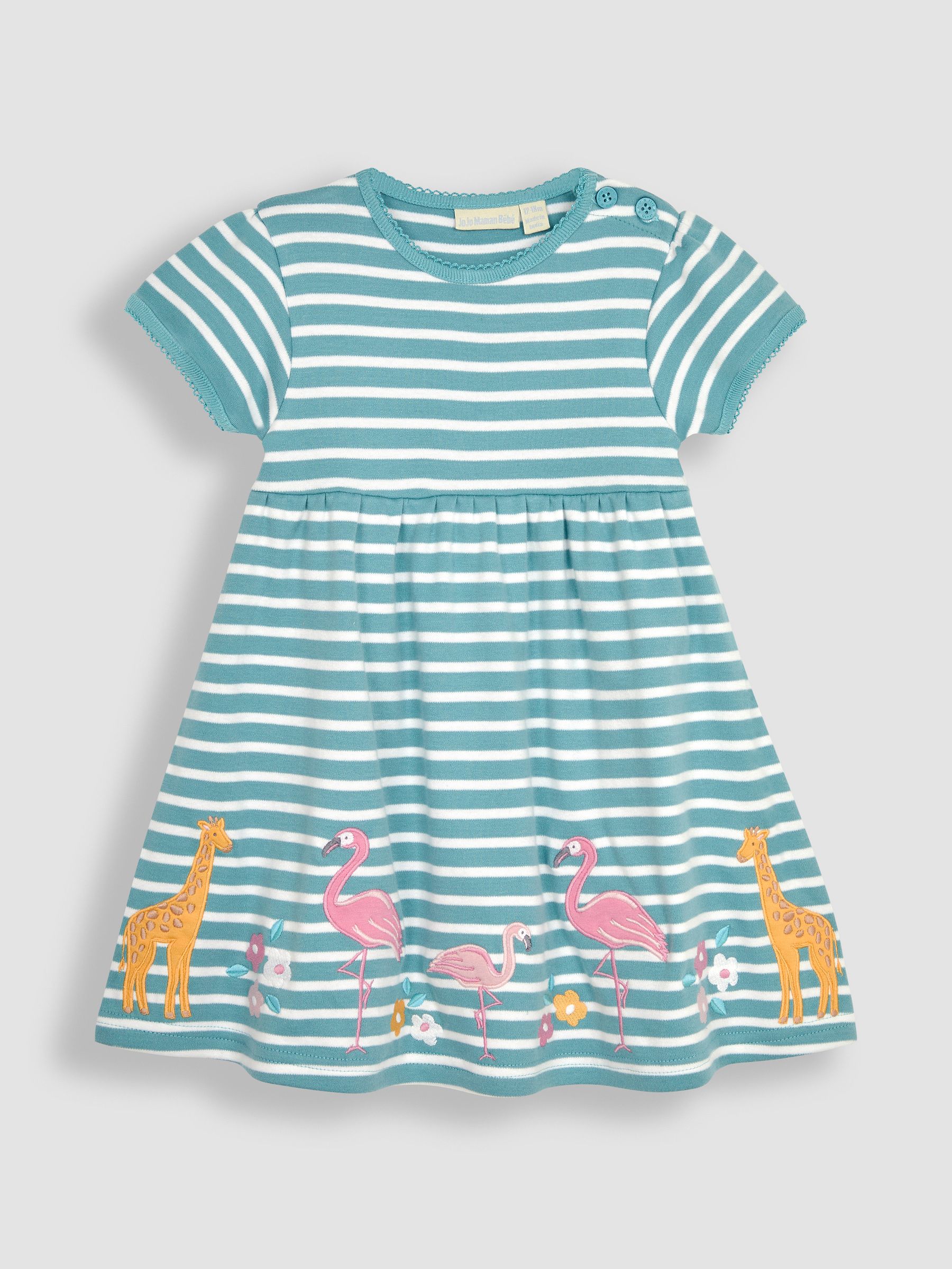 Duck Egg Blue Safari Animals Appliqué Hem Jersey Dress - Image 1 of 4
