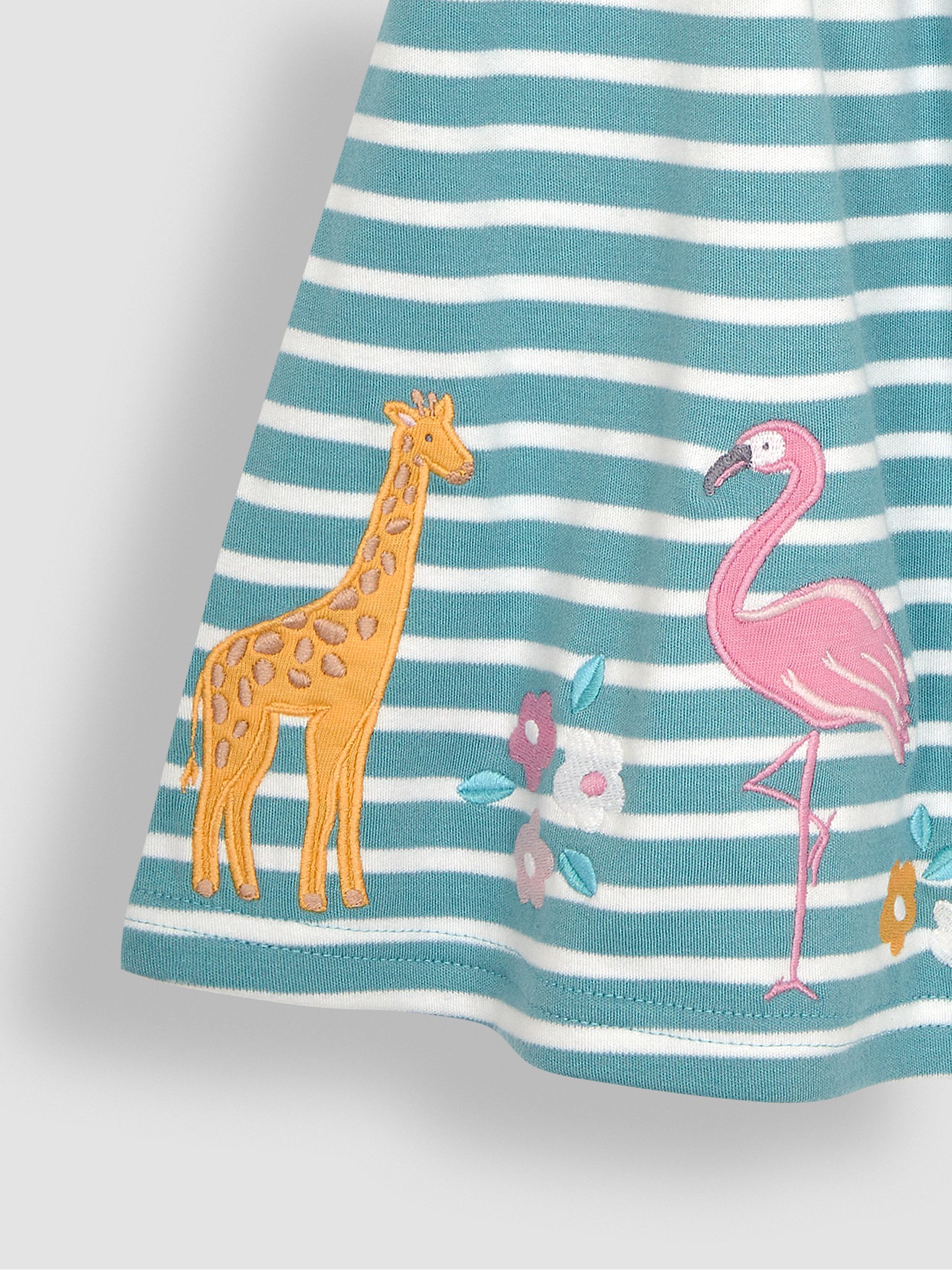 Duck Egg Blue Safari Animals Appliqué Hem Jersey Dress - Image 3 of 4