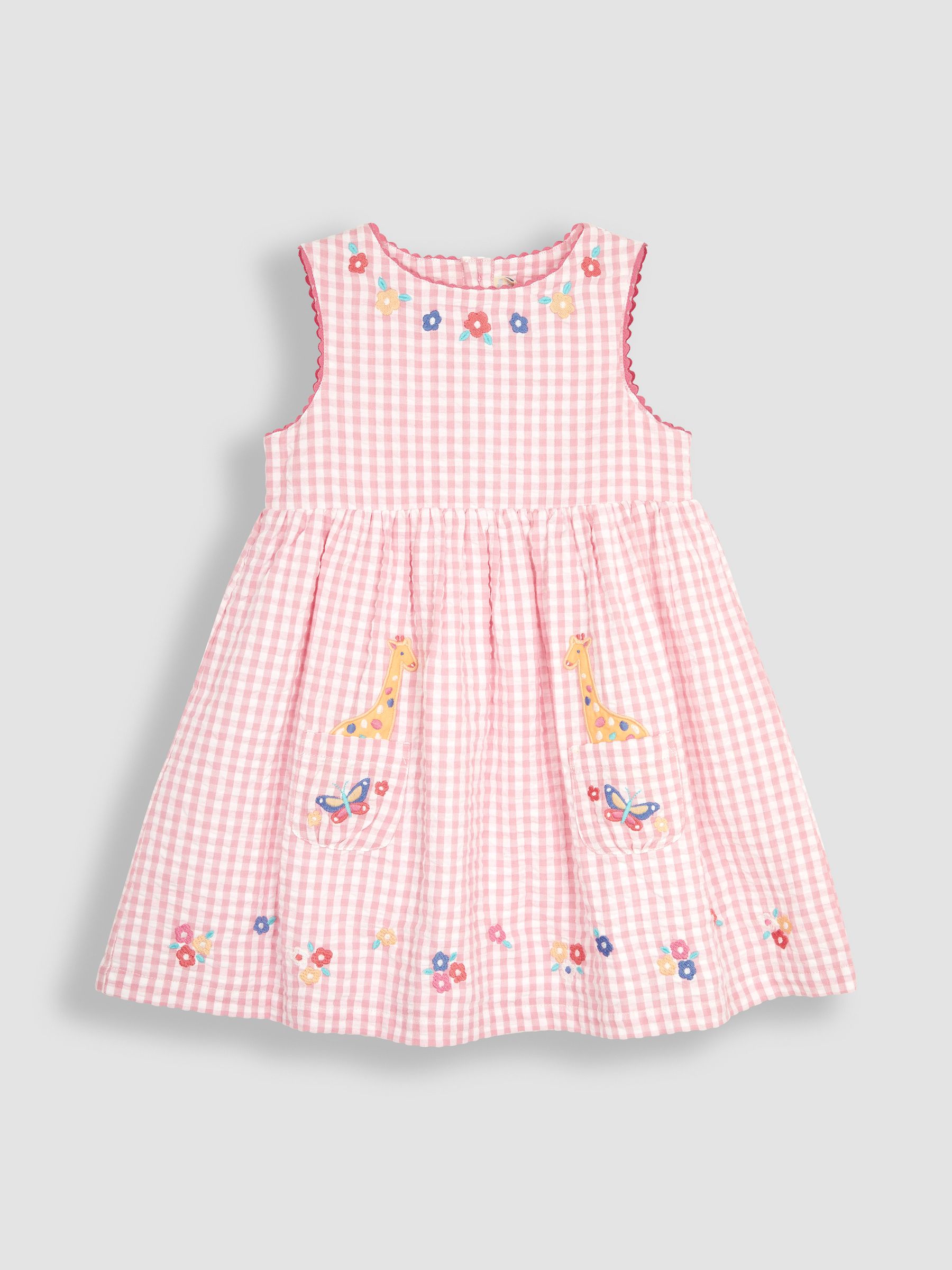 Pink Jungle Appliqué Gingham Summer Dress - Image 1 of 4