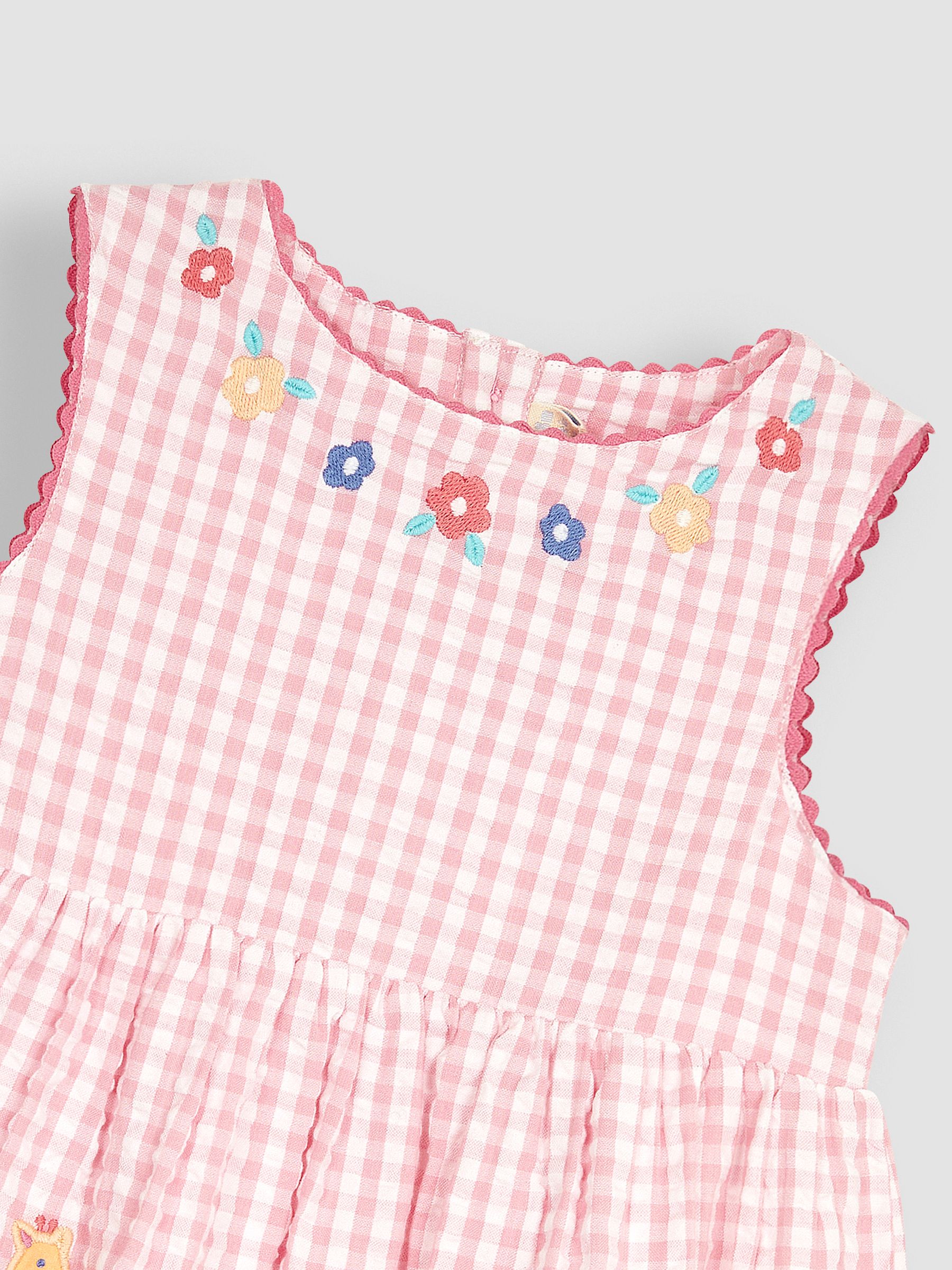 Pink Jungle Appliqué Gingham Summer Dress - Image 2 of 4