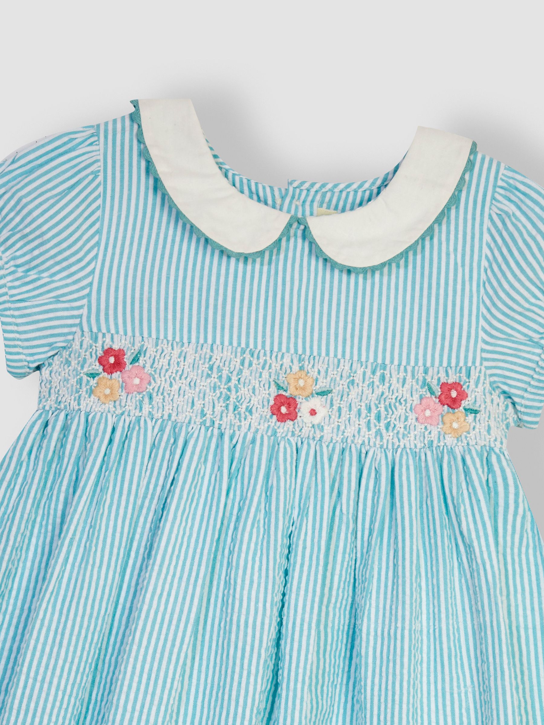 Duck Egg Blue Flamingo Embroidered Smocked Dress - Image 4 of 4