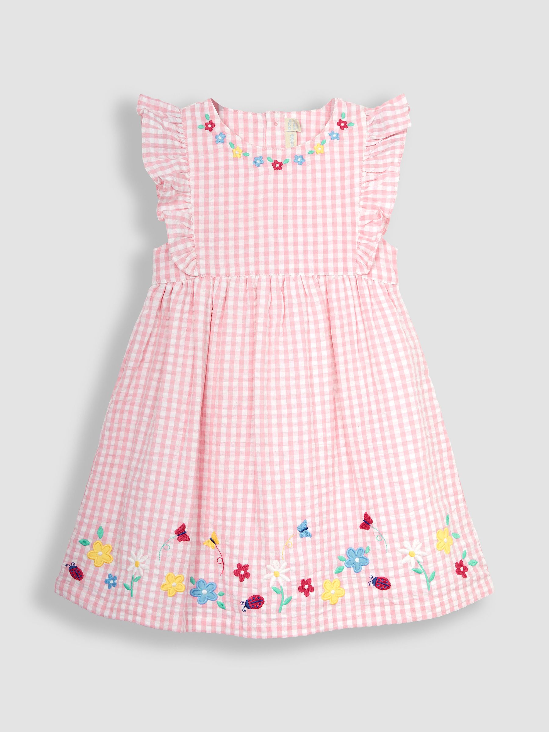 Pink Daisy Applique Gingham Pretty Summer Dress - Image 1 of 3