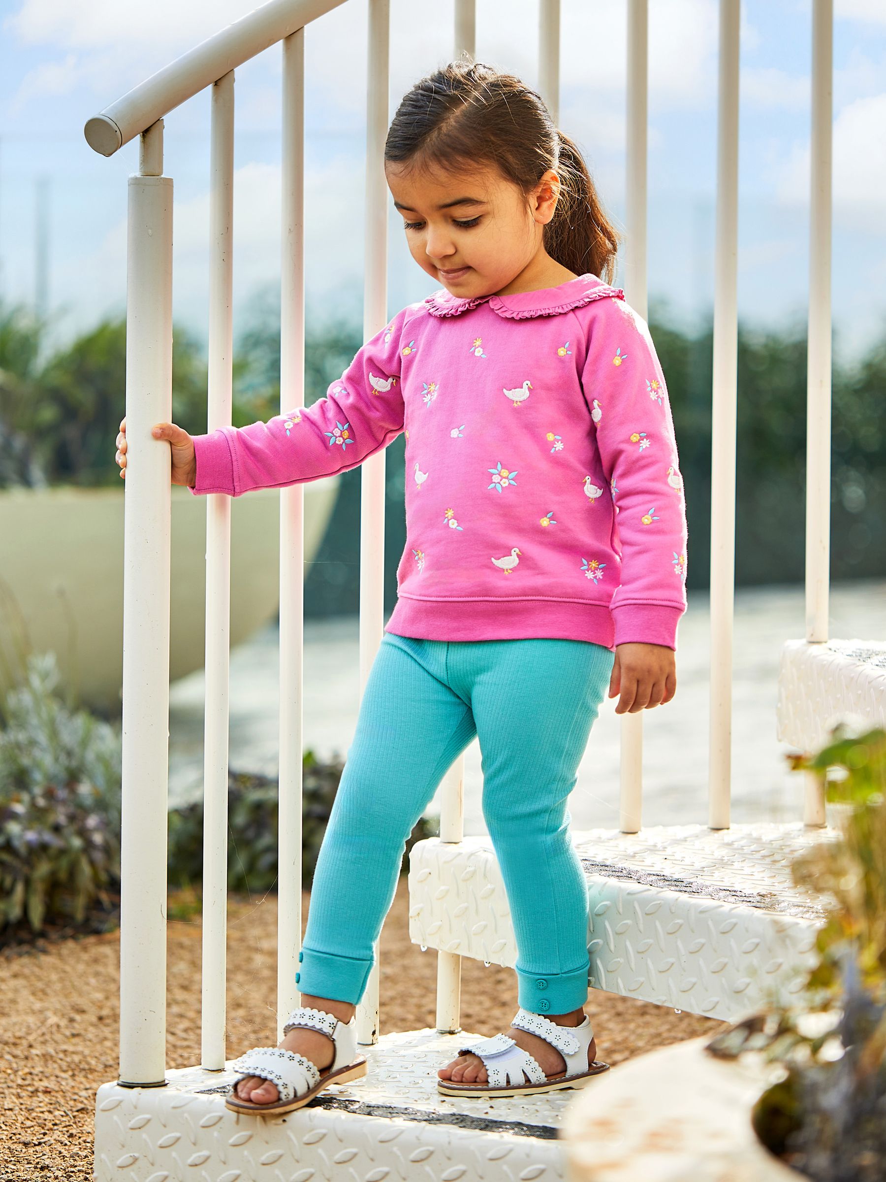 Raspberry Pink Duck Embroidered Jersey Sweatshirt With Collar - Image 1 of 6