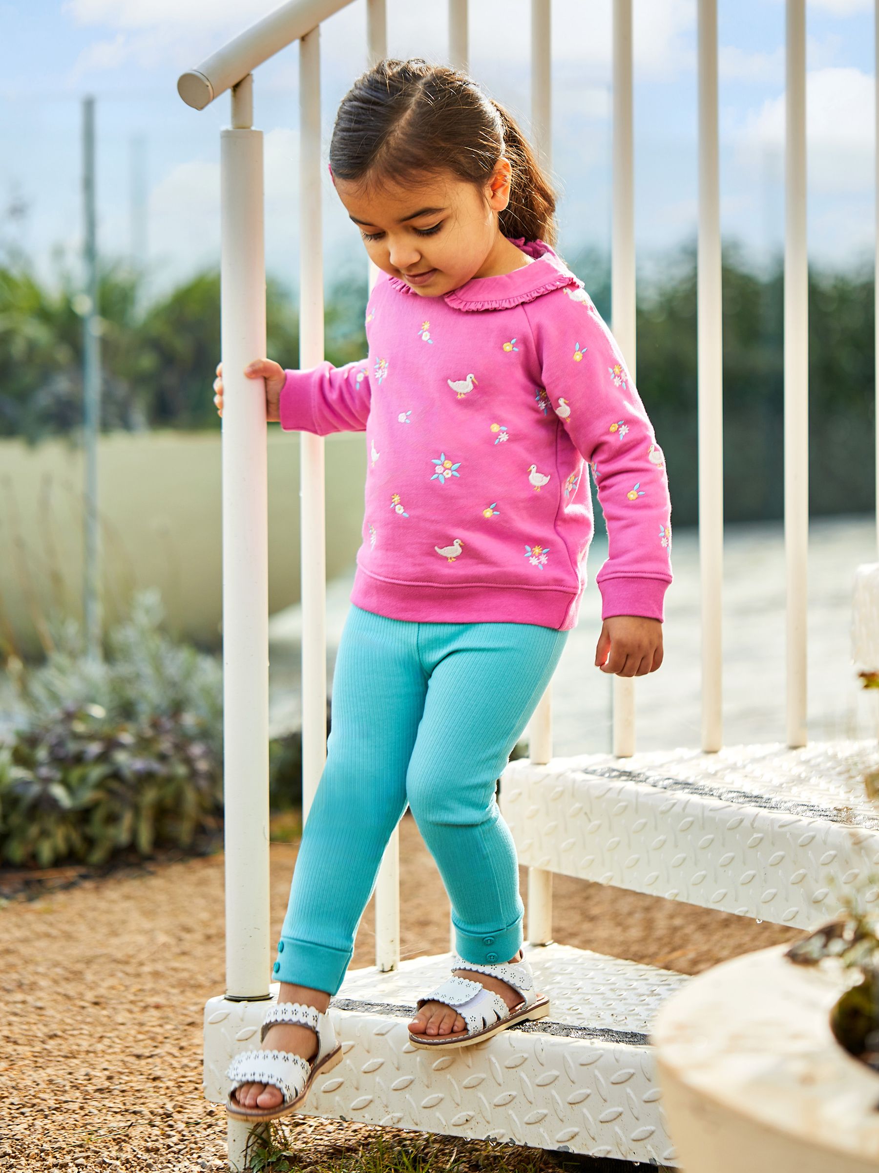 Raspberry Pink Duck Embroidered Jersey Sweatshirt With Collar - Image 2 of 6