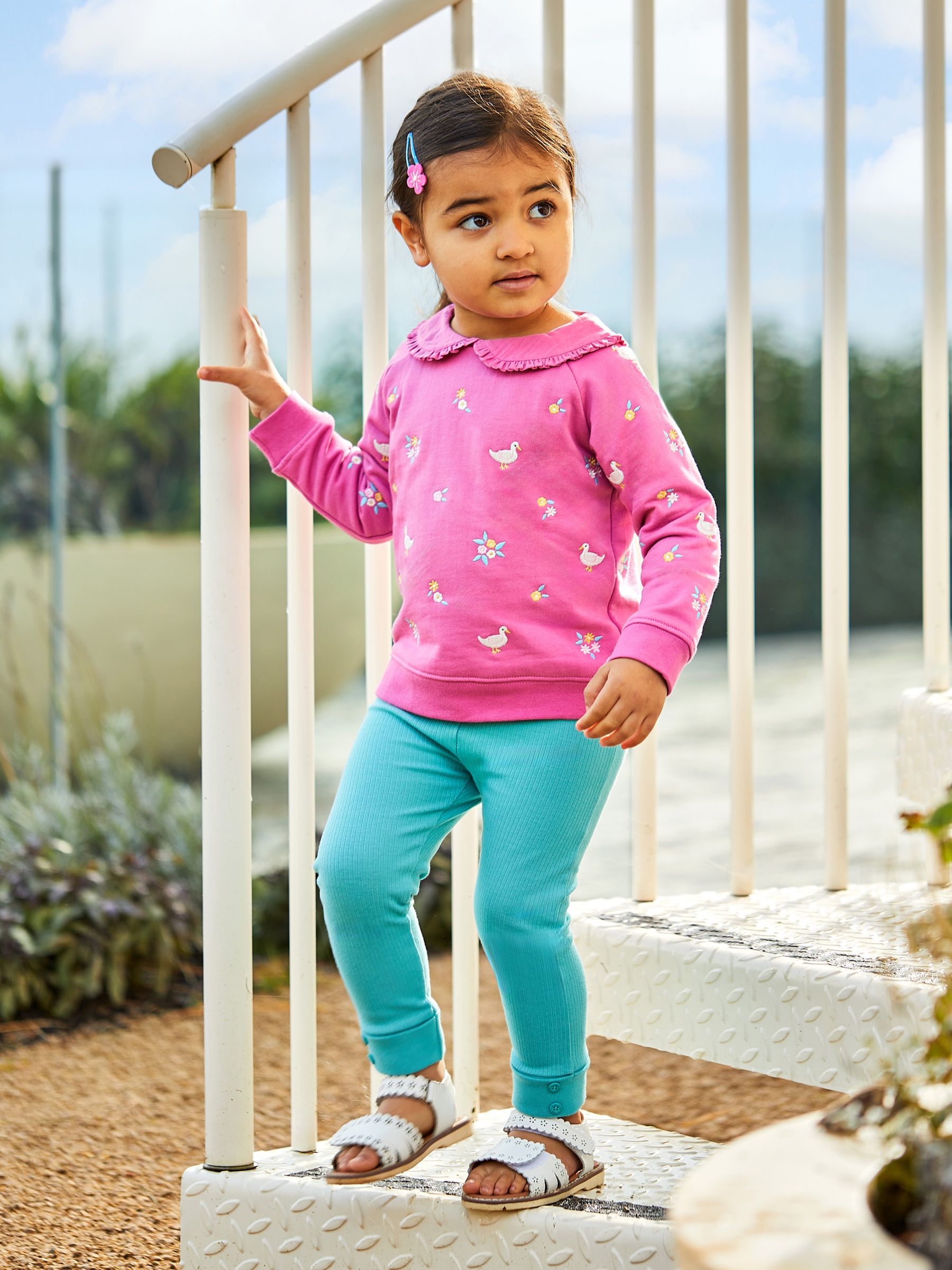 Raspberry Pink Duck Embroidered Jersey Sweatshirt With Collar - Image 3 of 6