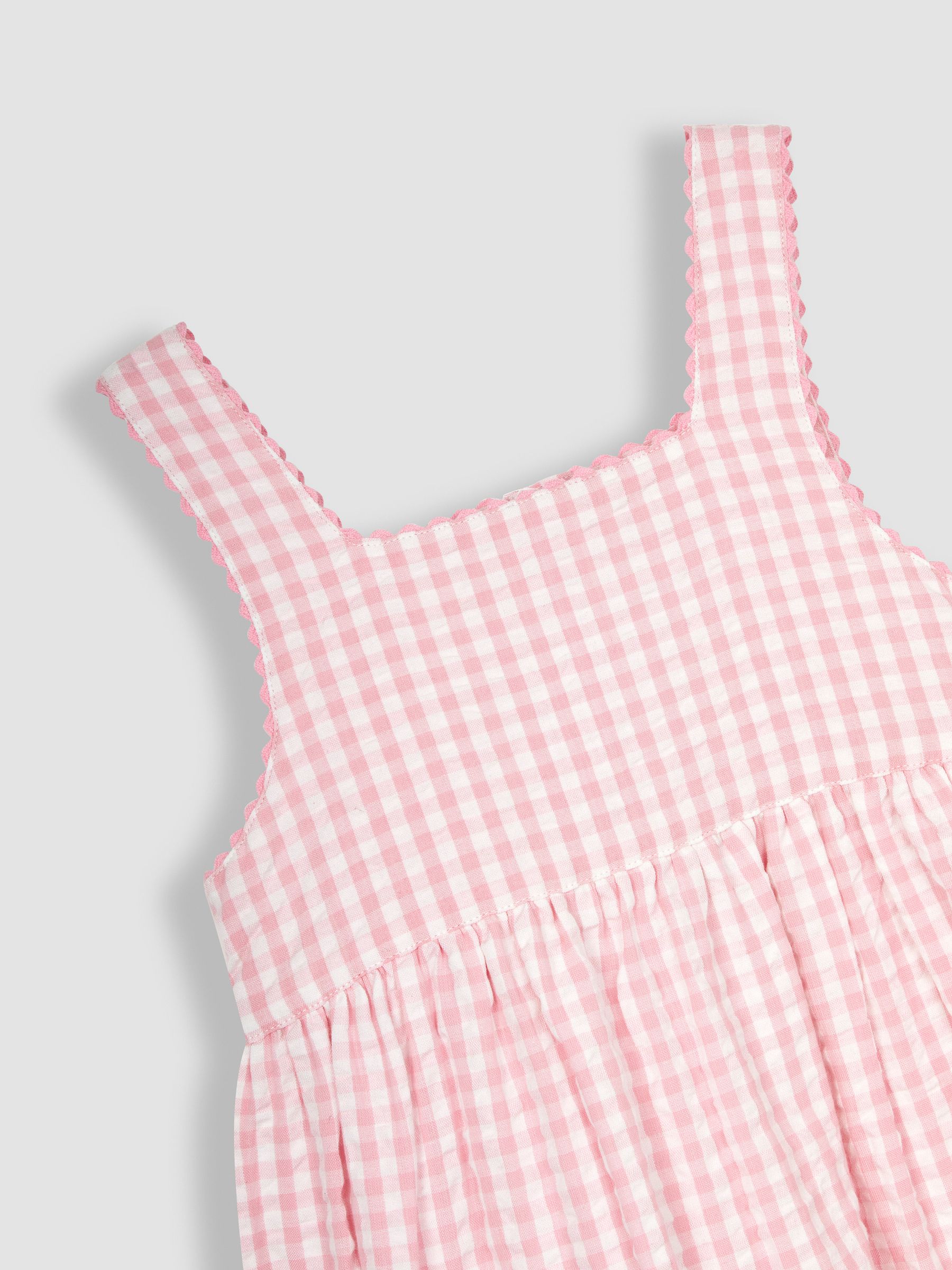 Pink Strawberry Embroidered Pet In Pocket Gingham Dress - Image 4 of 7