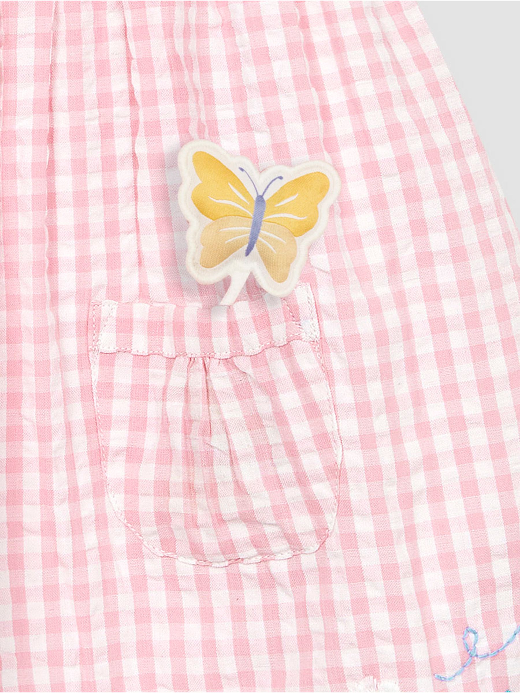 Pink Strawberry Embroidered Pet In Pocket Gingham Dress - Image 7 of 7