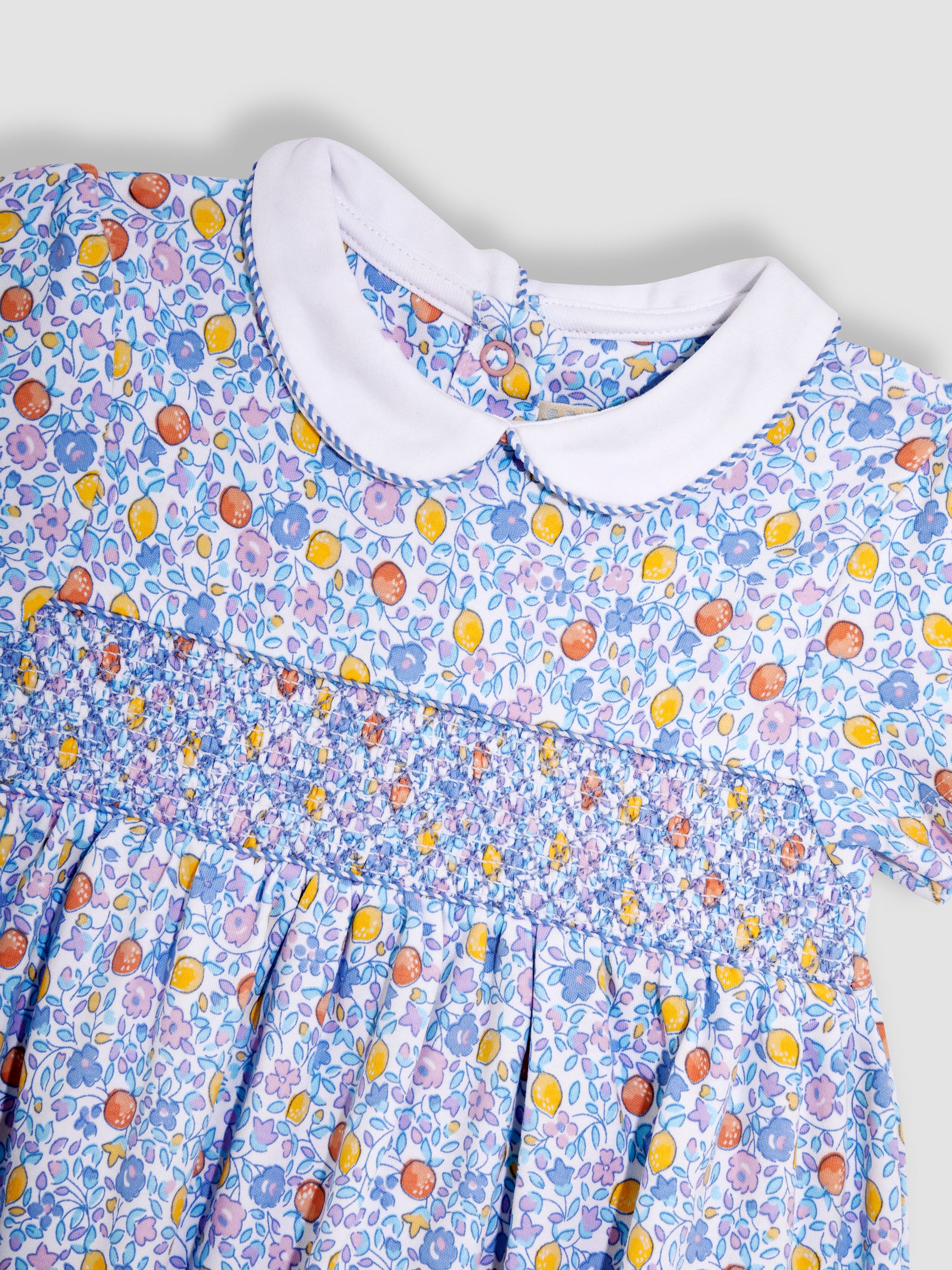 Lilac Orange & Lemon Ditsy Floral Smocked Jersey Dress - Image 2 of 3