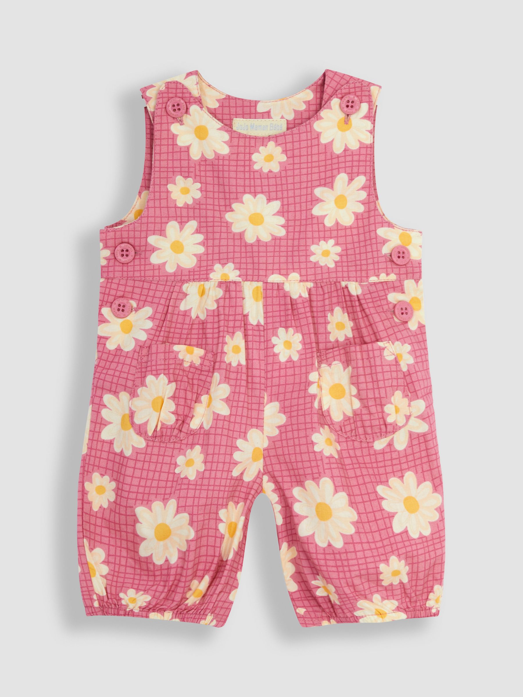 Coral Pink Daisy Floral Dungarees - Image 1 of 3