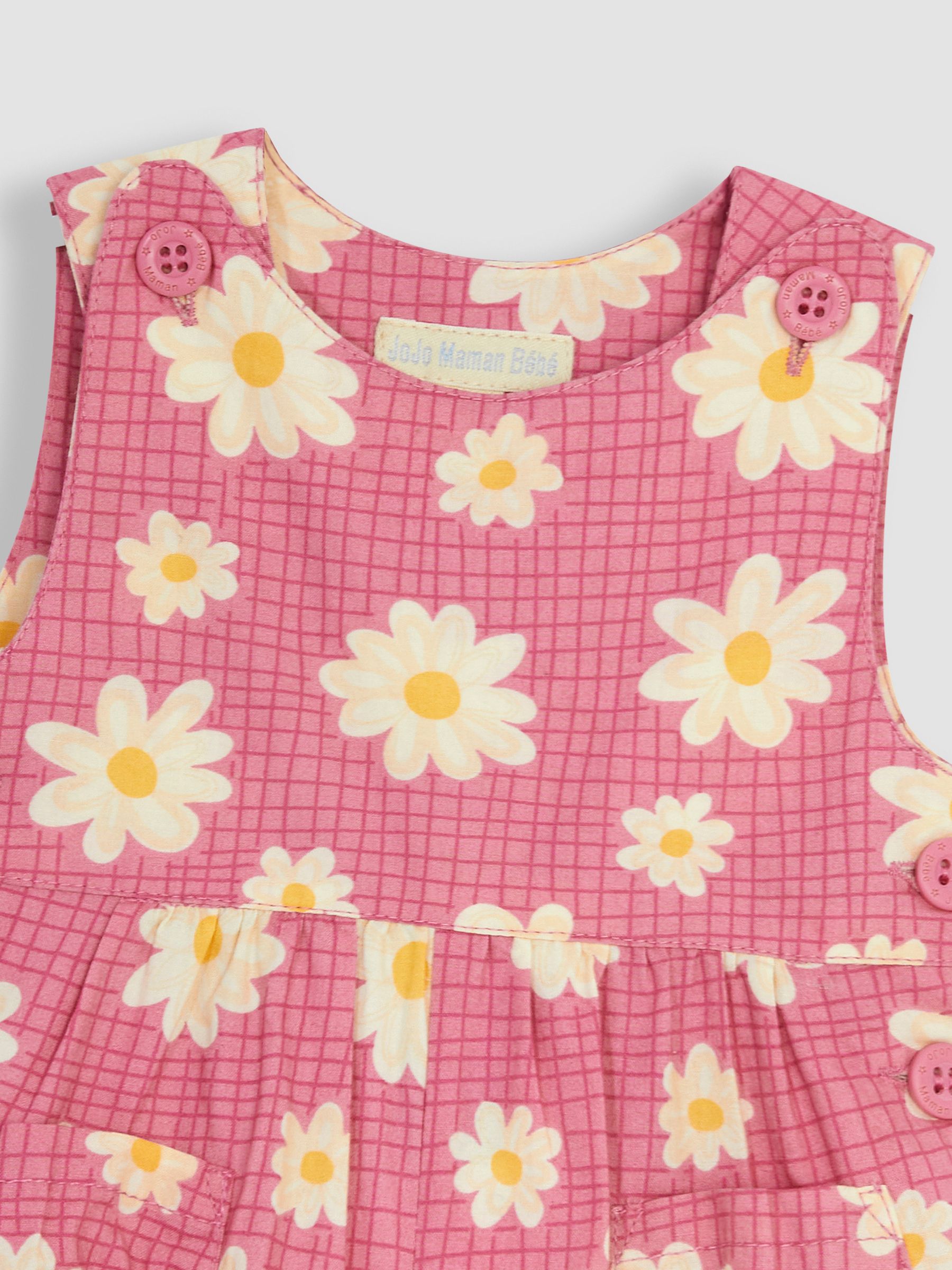 Coral Pink Daisy Floral Dungarees - Image 3 of 3