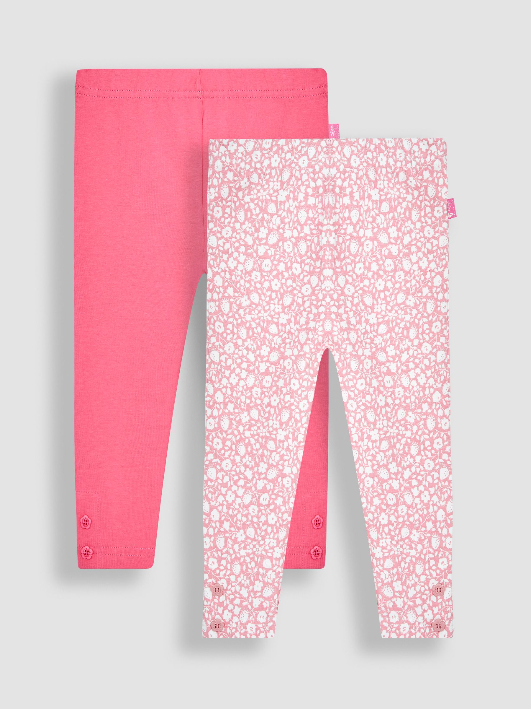 Coral Strawberry Ditsy Floral & Pink 2-Pack Leggings - Image 1 of 6