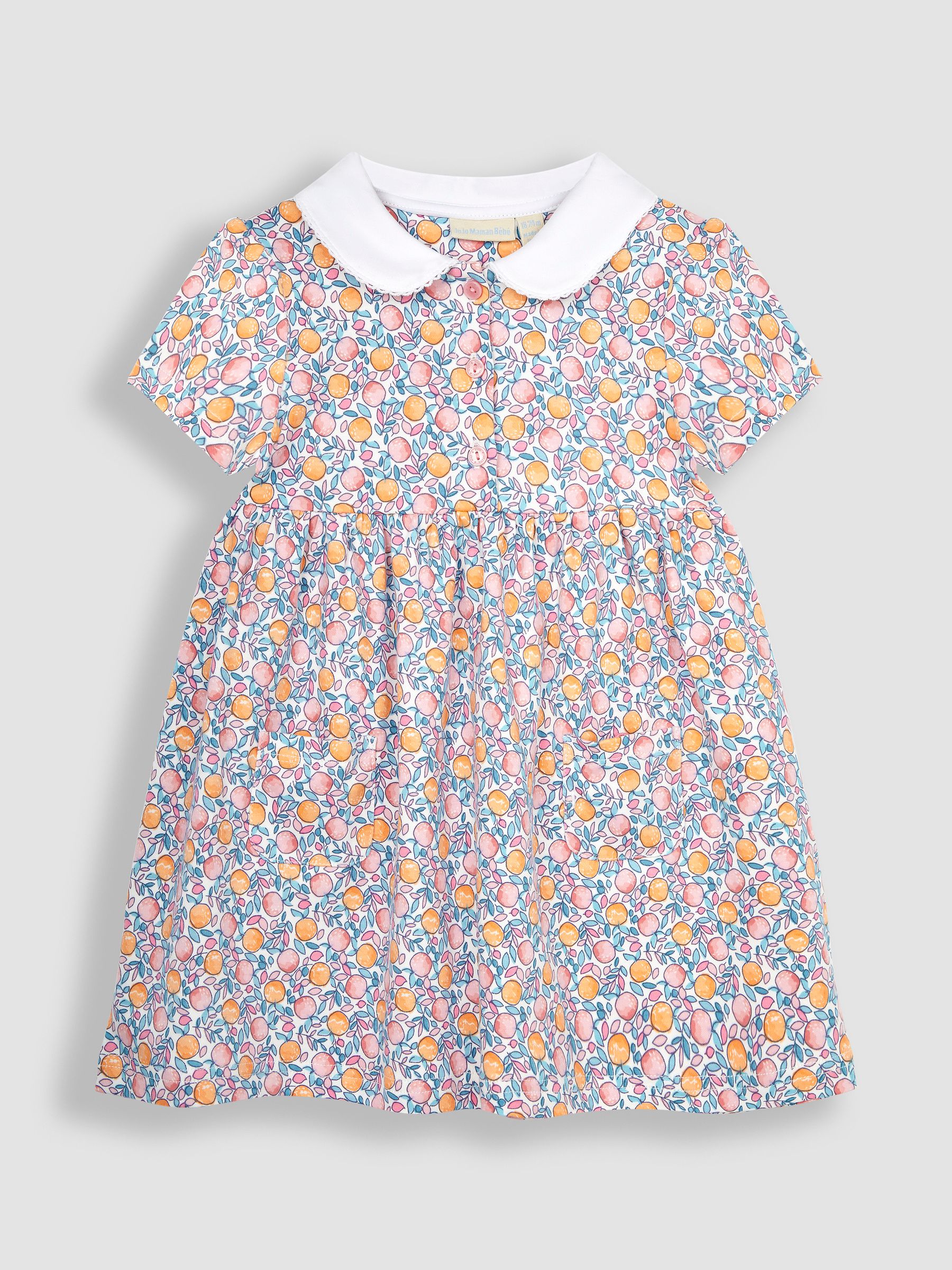 Pink Apple & Peach Floral Peter Pan Pet In Pocket Jersey Dress - Image 2 of 4