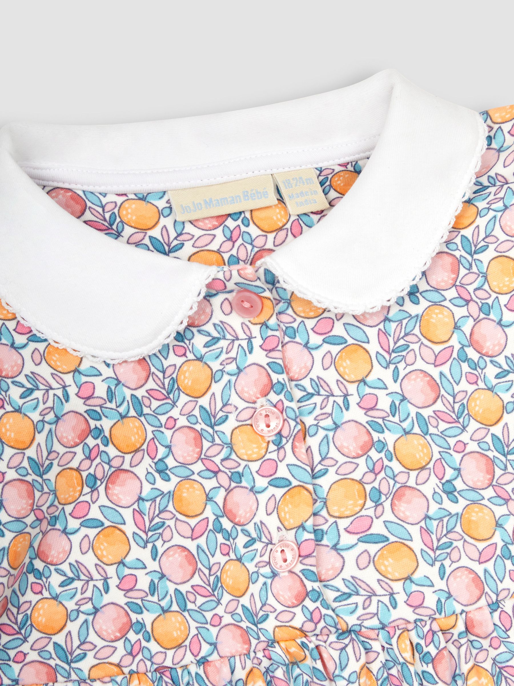 Pink Apple & Peach Floral Peter Pan Pet In Pocket Jersey Dress - Image 3 of 4
