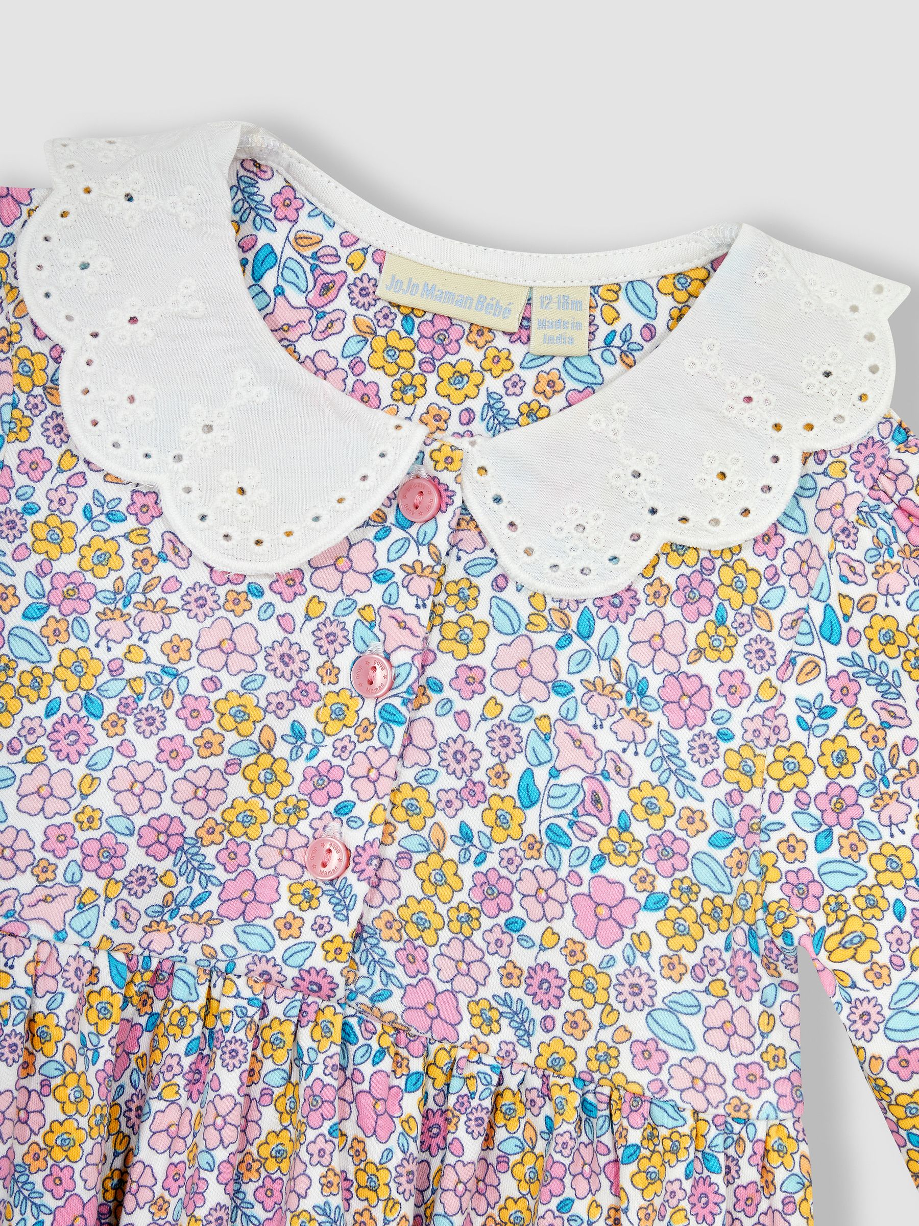 Pink Jungle Floral Broderie Collar Jersey Dress - Image 2 of 3