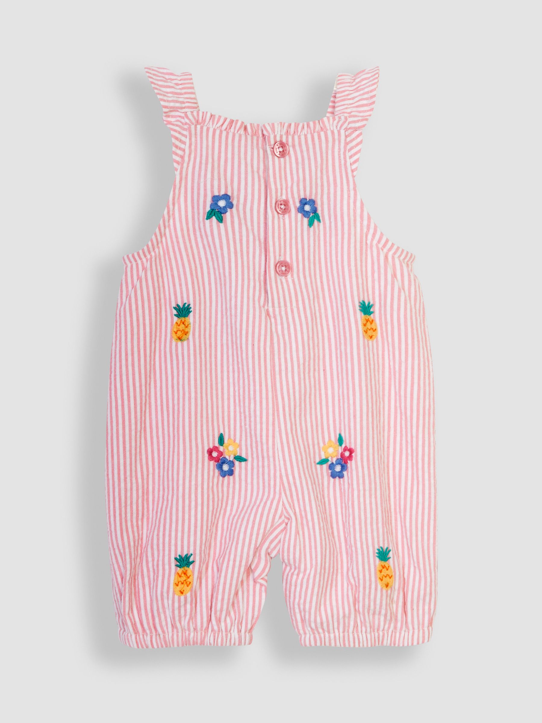 Coral Pink Pineapple Embroidered Seersucker Sunsuit - Image 2 of 4