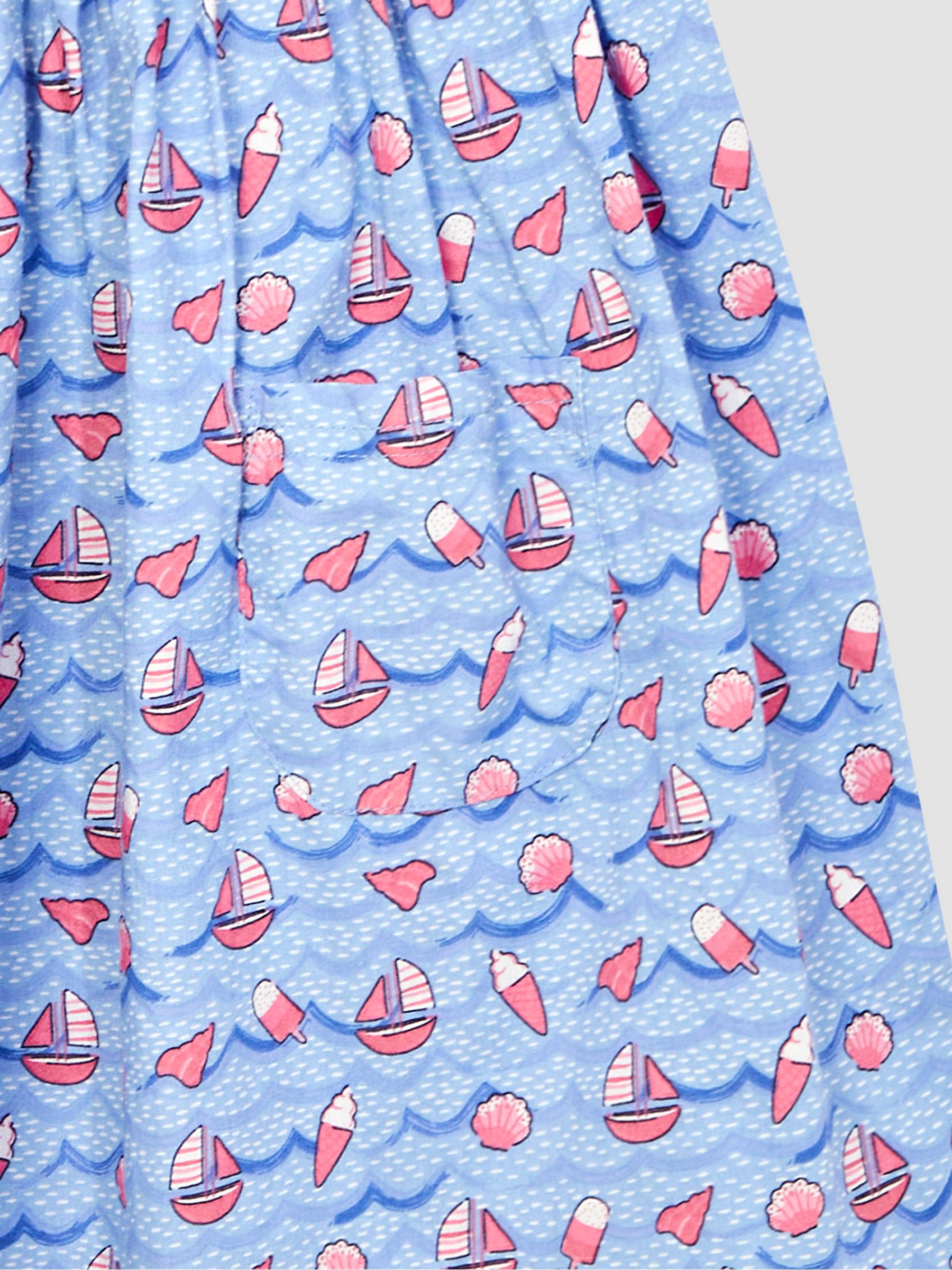 Blue Nautical Wave Button Front Summer Dress - Image 4 of 4