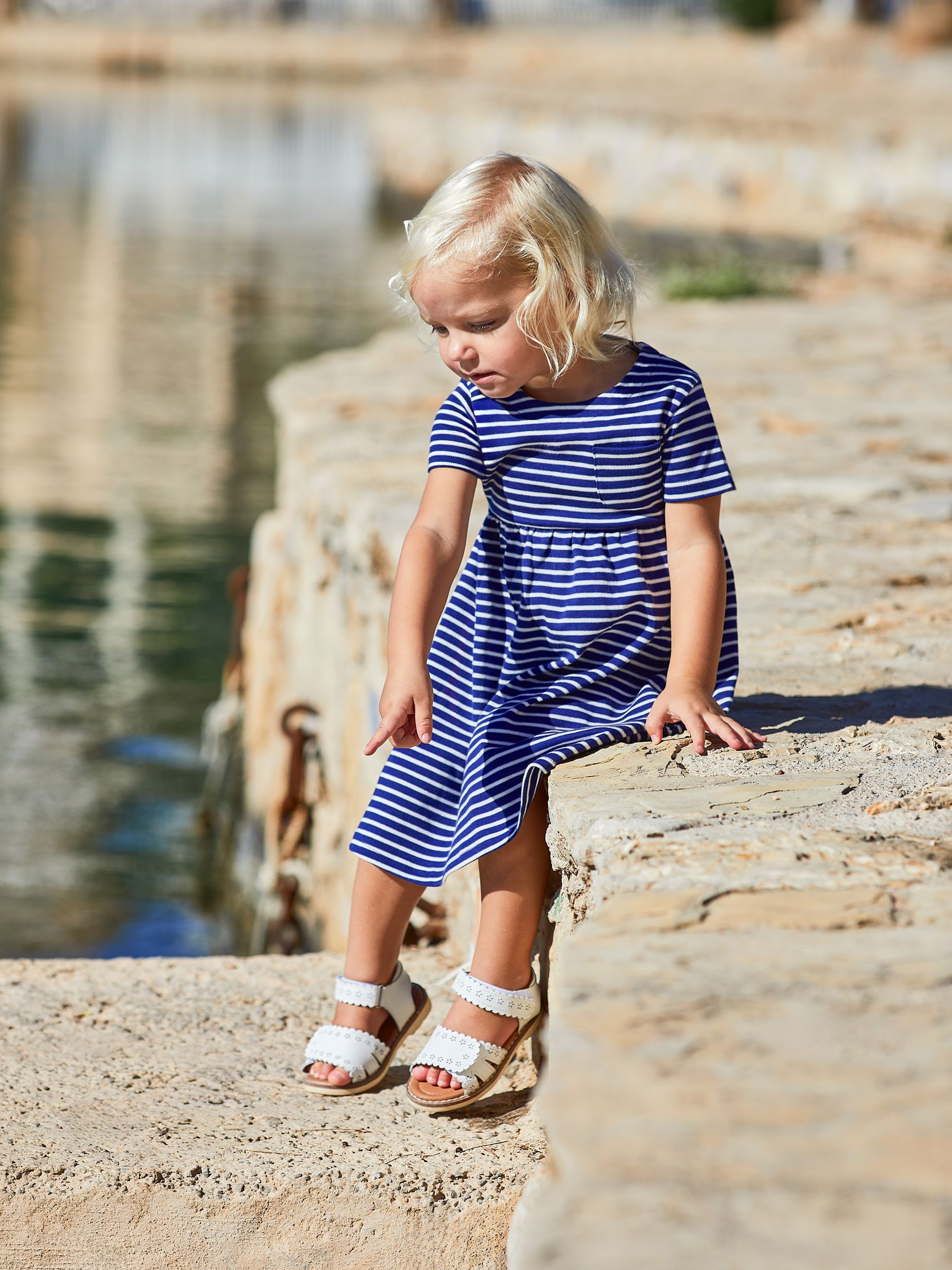 Navy White Stripe Classic Stripe Jersey Dress - Image 3 of 4