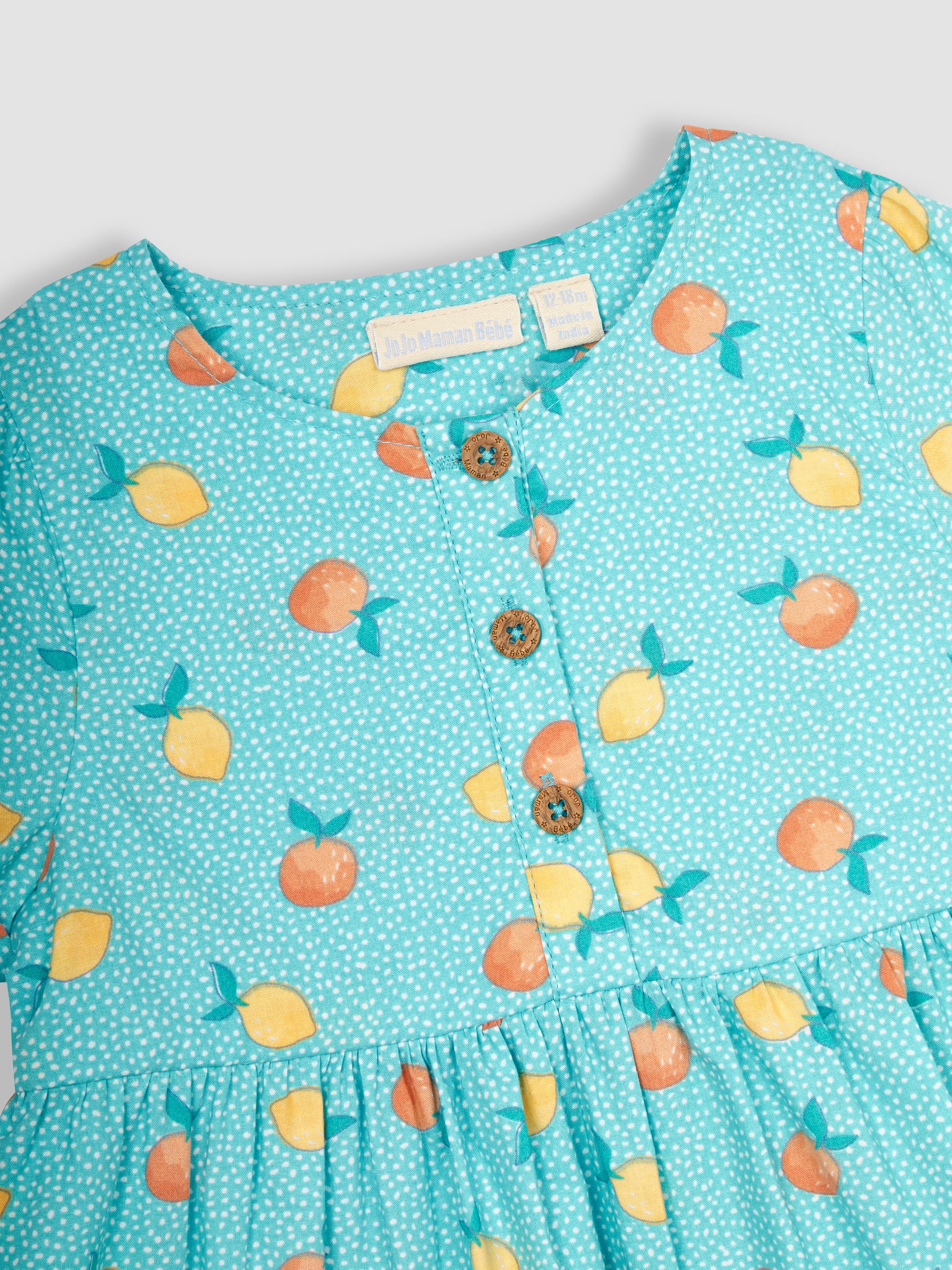 Blue Peach & Lemon Button Front Summer Dress - Image 2 of 3