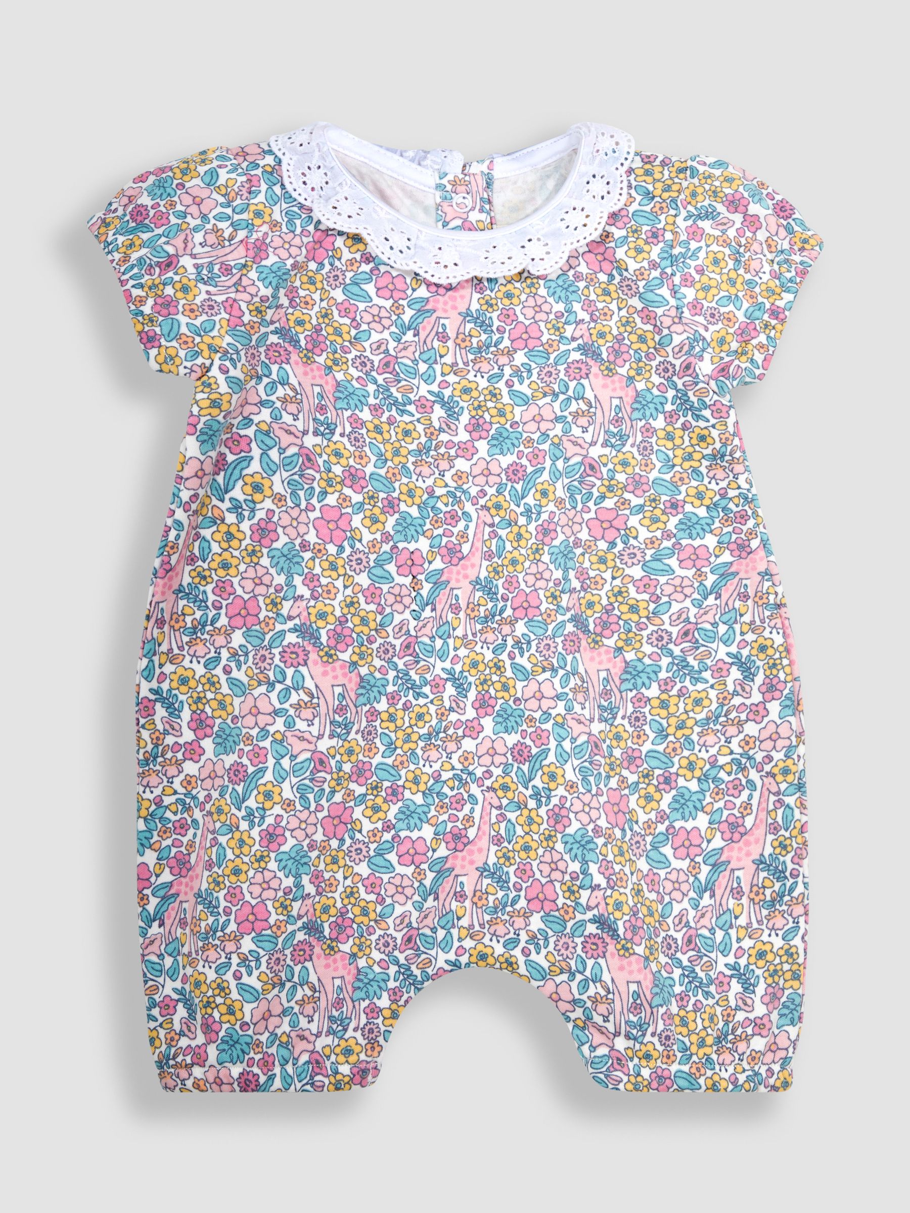 Pink Giraffe 2-Pack Appliqué & Floral Rompers - Image 4 of 6
