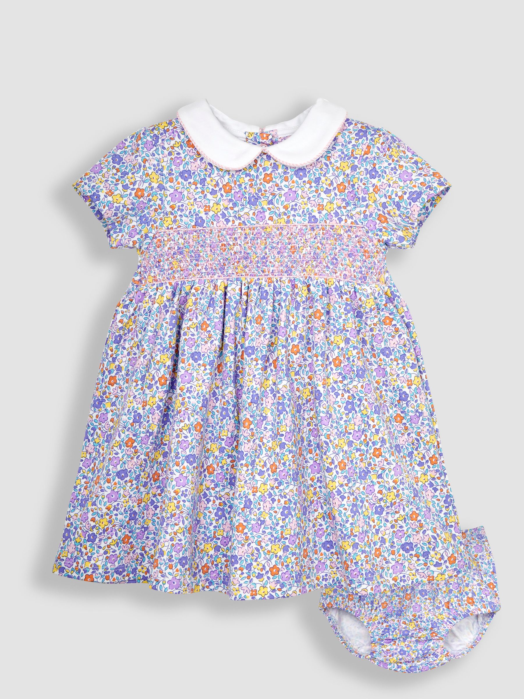 Lilac Ditsy Floral Smocked Jersey Dress - Image 1 of 4