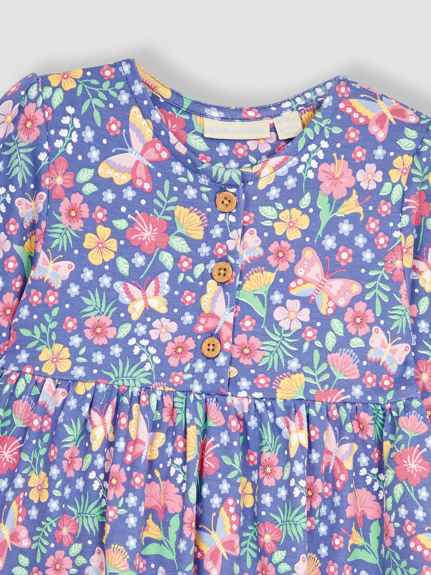 Purple Butterfly Floral Button Front Pet In Pocket Button Front Dress - Image 3 of 4