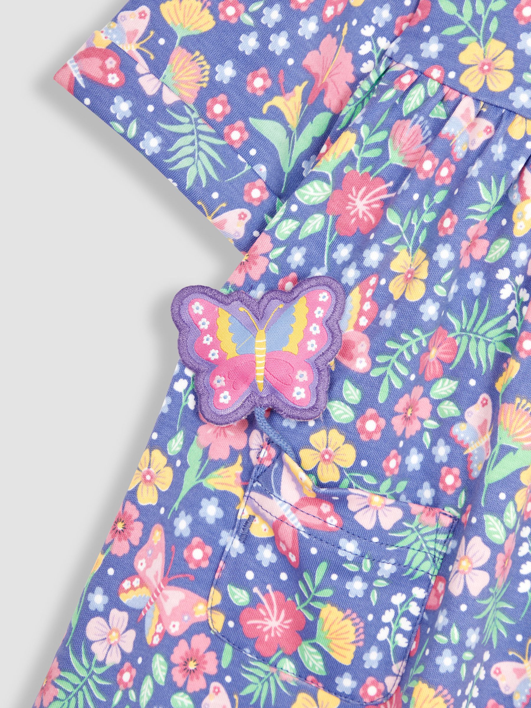 Purple Butterfly Floral Button Front Pet In Pocket Button Front Dress - Image 4 of 4