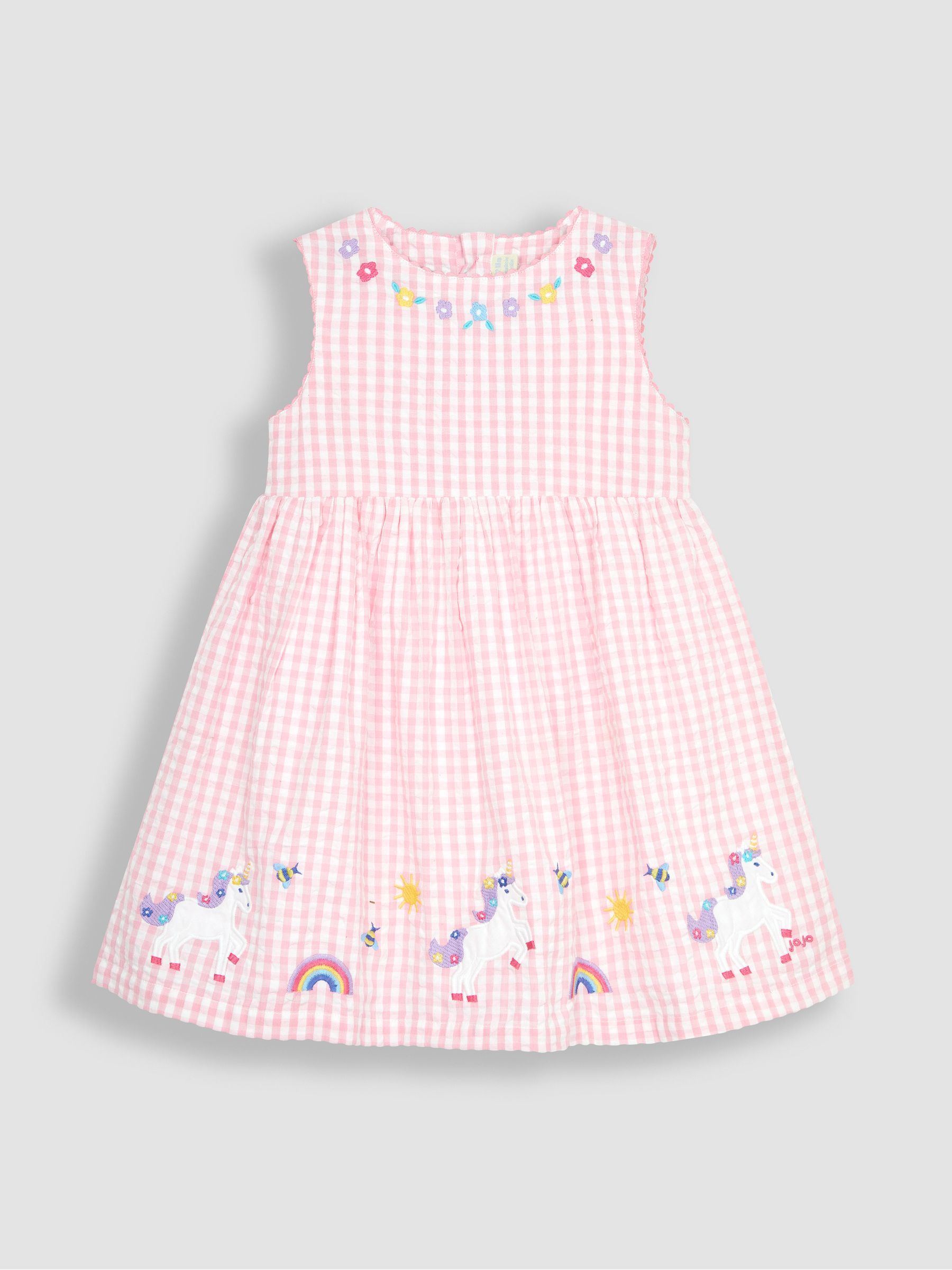 Pink Unicorn Appliqué Gingham Summer Dress - Image 1 of 3