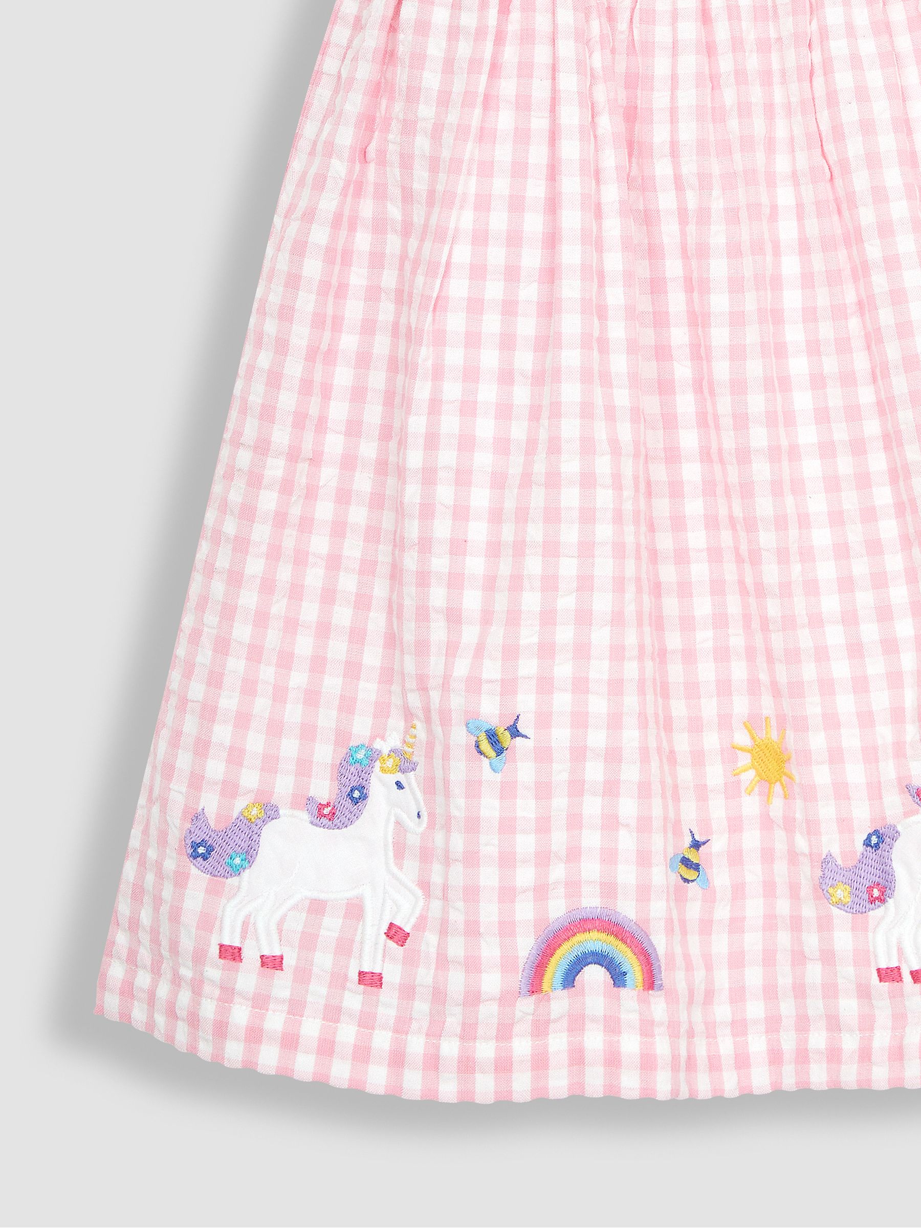 Pink Unicorn Appliqué Gingham Summer Dress - Image 3 of 3