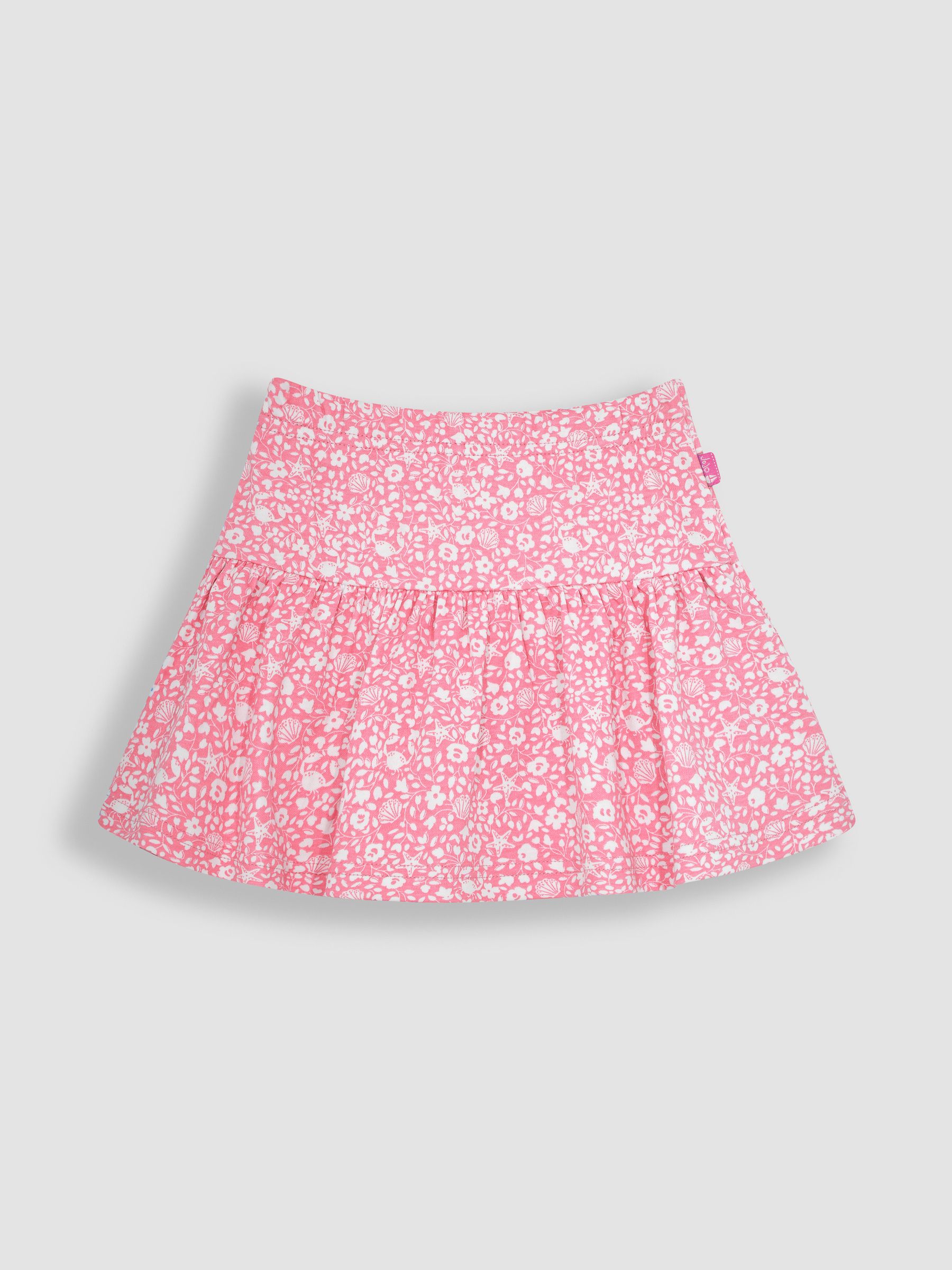 Coral Pink Nautical Ditsy Floral Print Skort - Image 1 of 3
