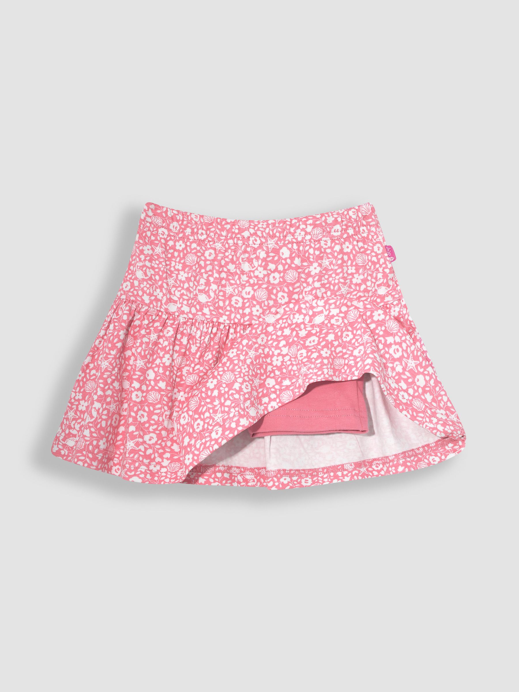 Coral Pink Nautical Ditsy Floral Print Skort - Image 2 of 3