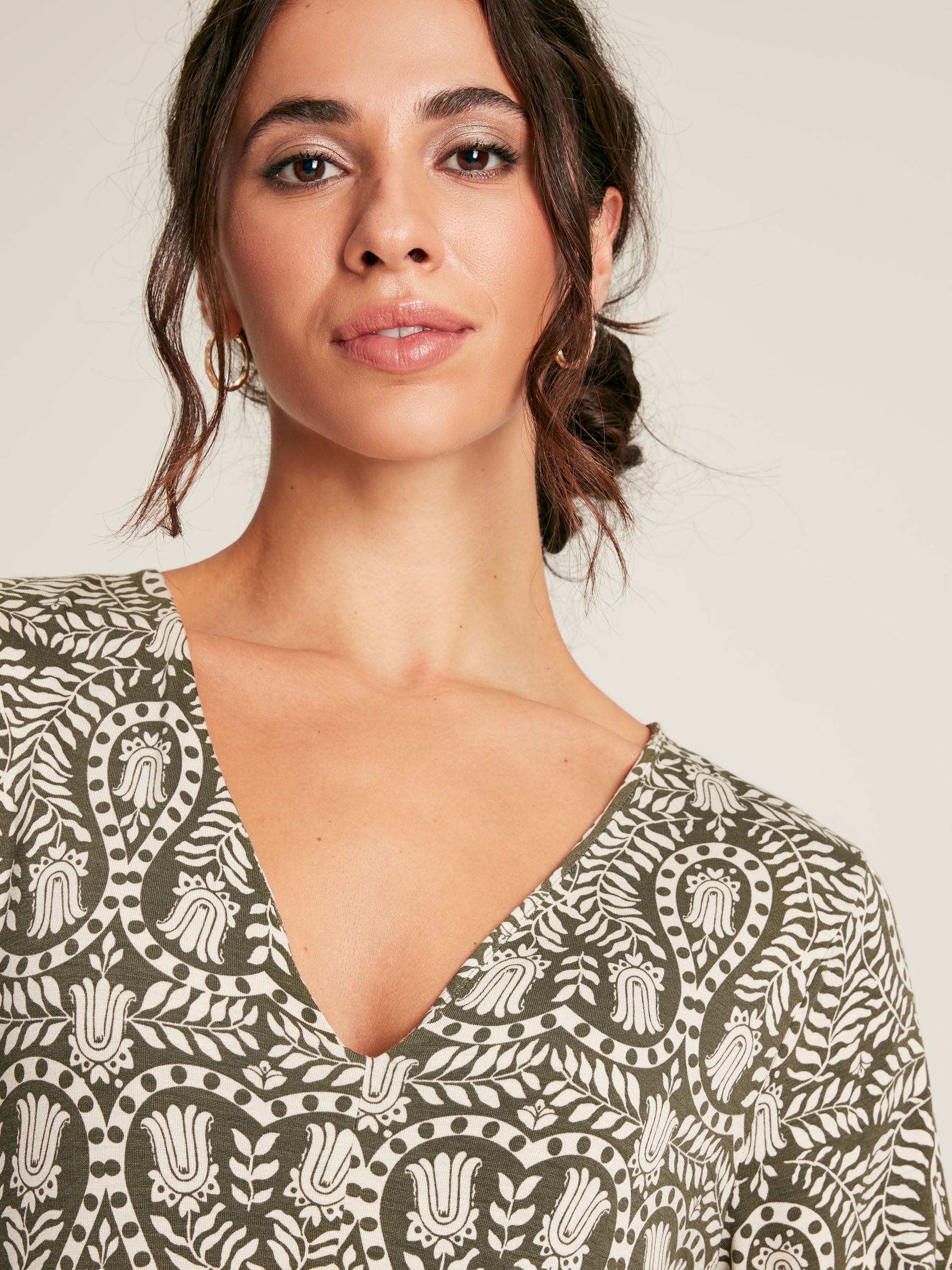 Nia Green Printed Long Sleeve Midaxi Dress With Pockets - Image 5 of 7
